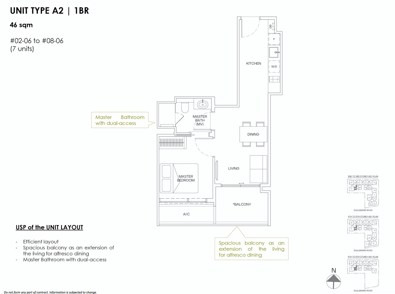 Mori Guillemard Geylang-floor plan 1BR 46sqm