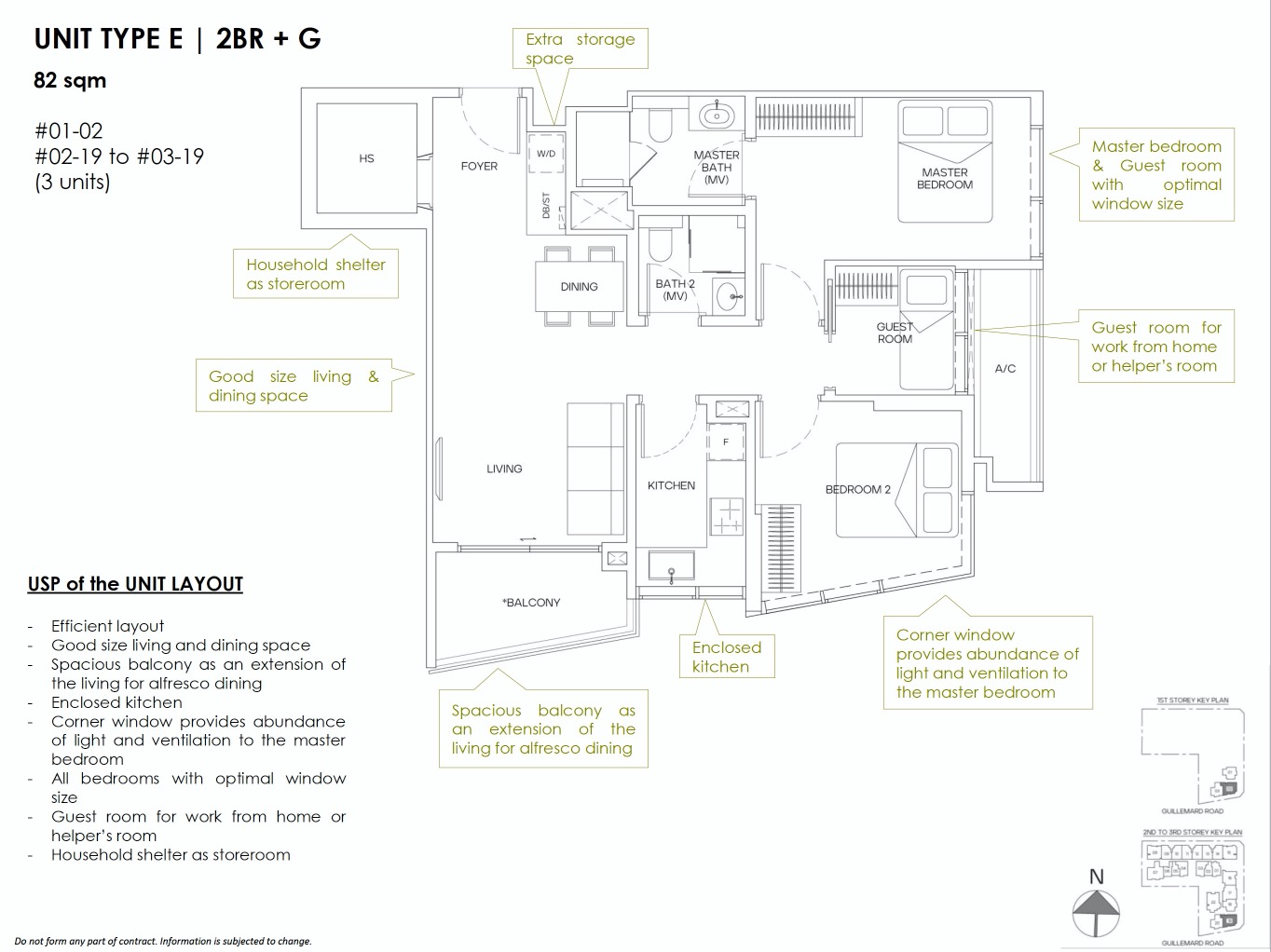 Mori Guillemard Geylang-floor plan 2BR+S E