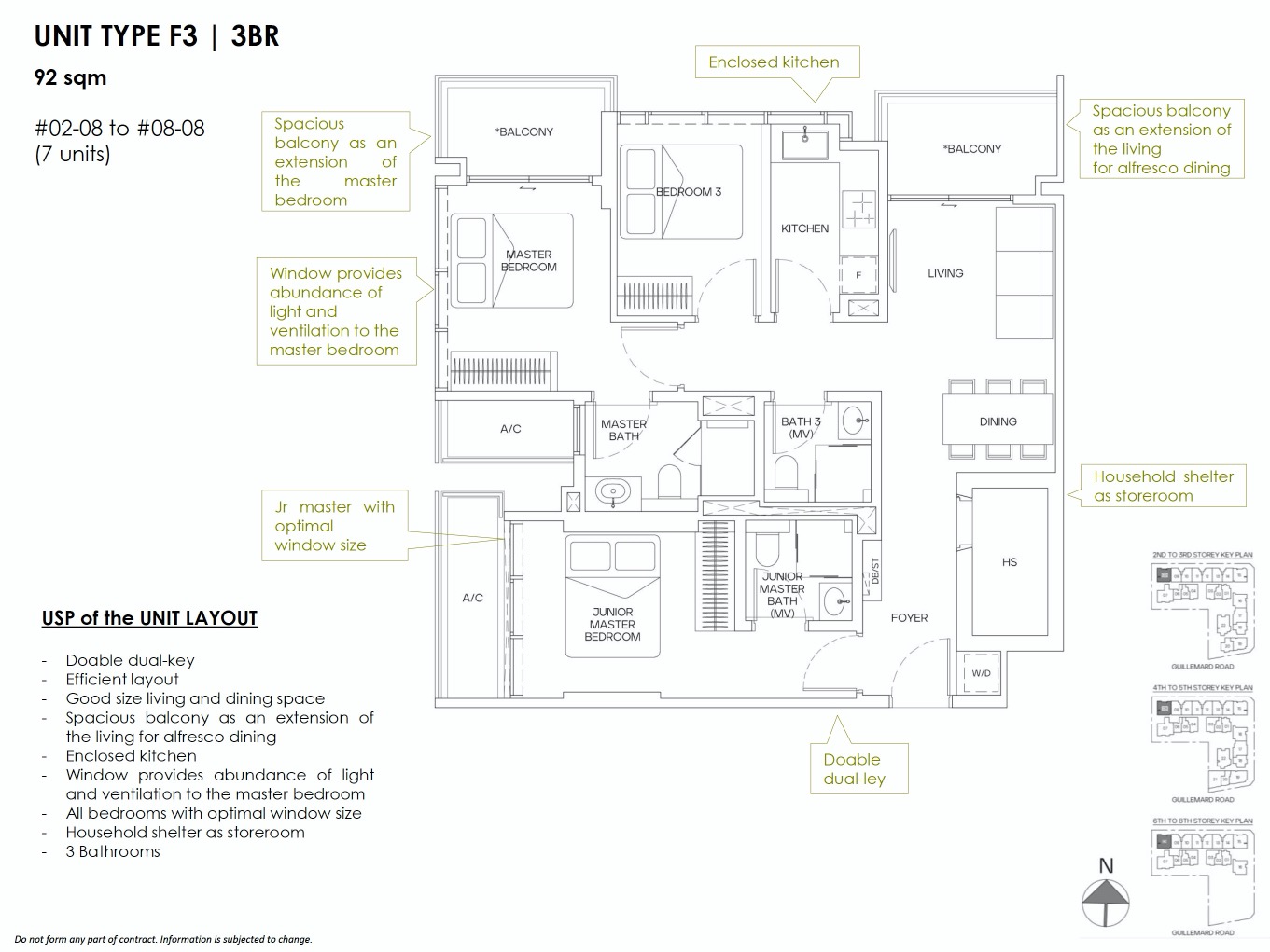 Mori Guillemard Geylang-floor plan 3BR F3