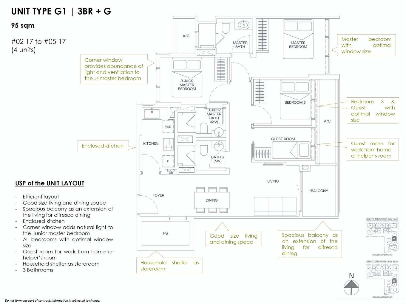 Mori Guillemard Geylang-floor plan 3BR G1