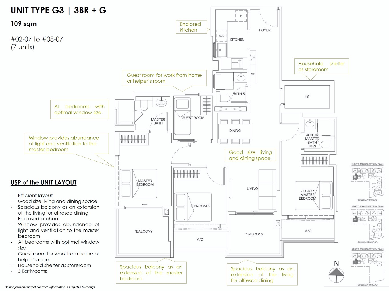 Mori Guillemard Geylang-floor plan 3BR G3