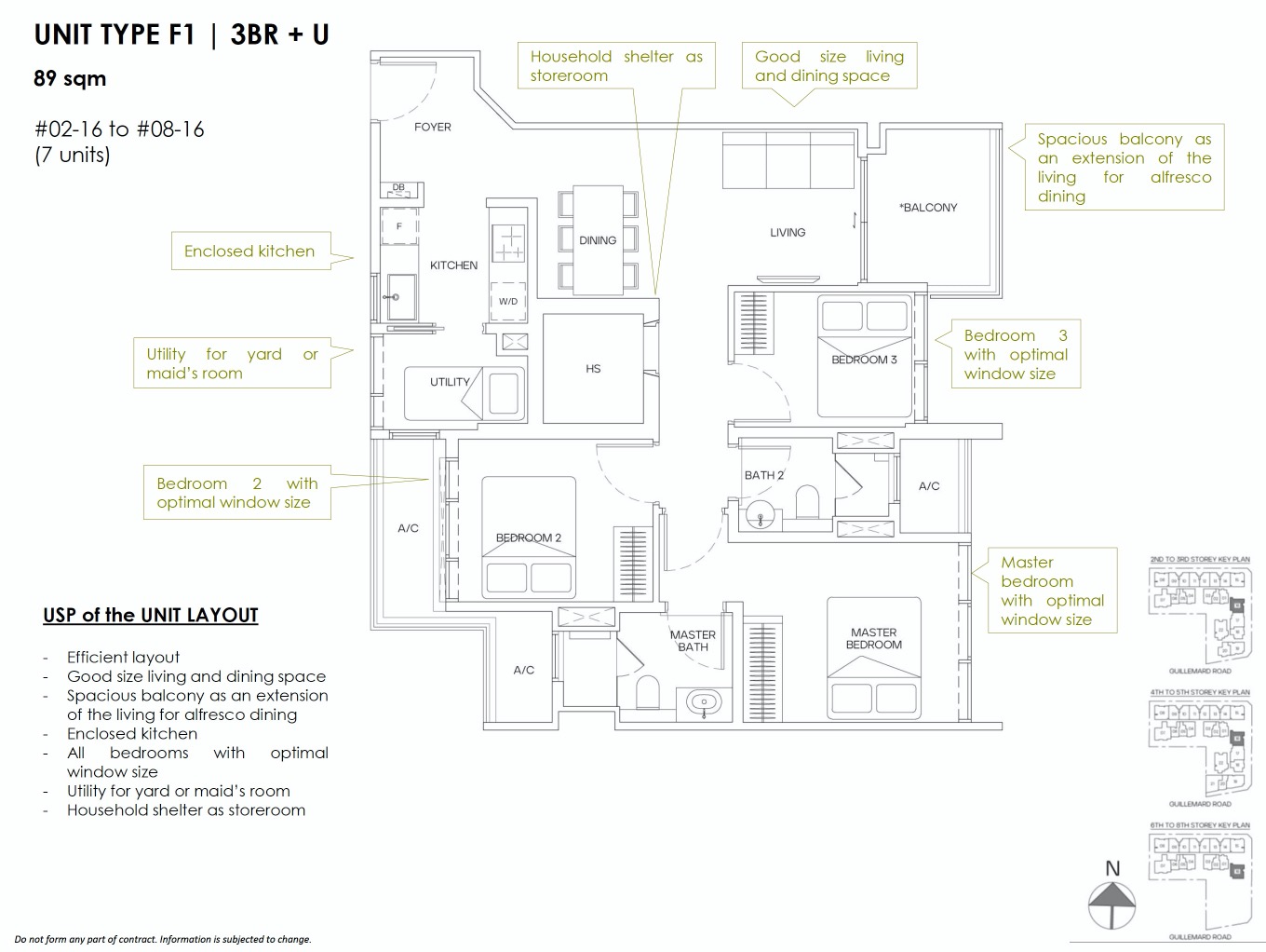 Mori Guillemard Geylang-floor plan 3BR+U F1