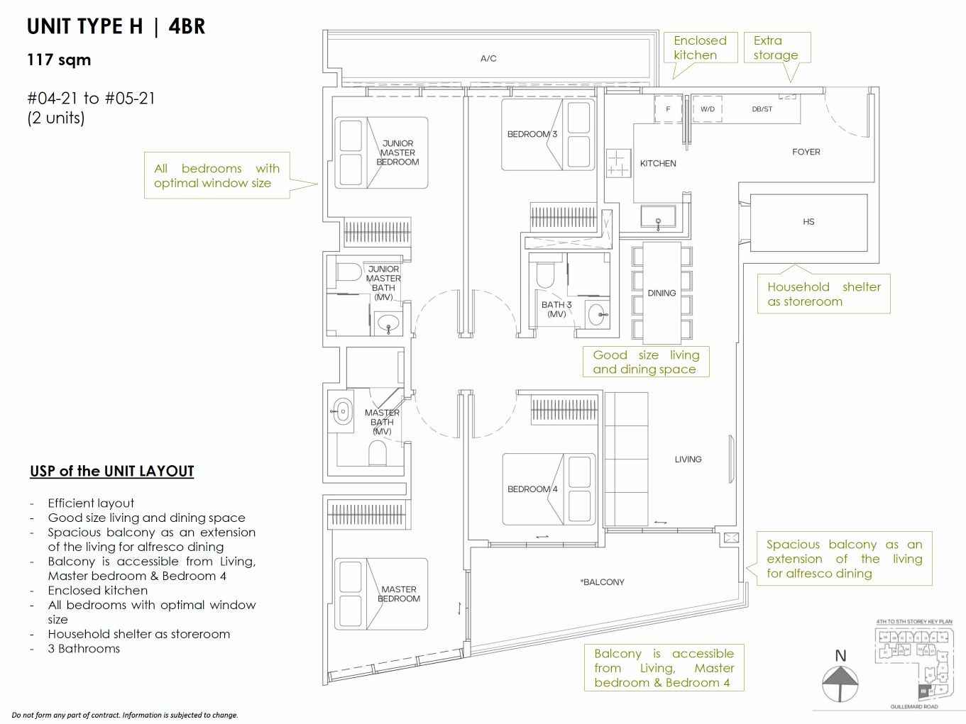 Mori Guillemard Geylang-floor plan 4BR H