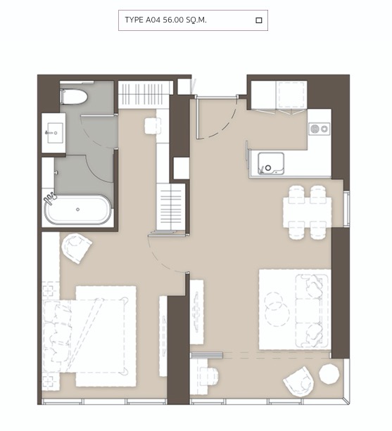 Mulberry Grove Sukhumvit-Ekkamai-floor plan type A4 56sqm