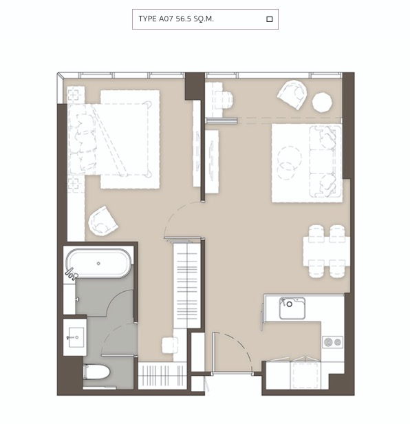 Mulberry Grove Sukhumvit-Ekkamai-floor plan type A7 56.5sqm