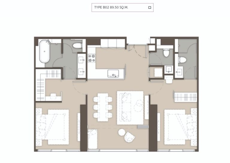 Mulberry Grove Sukhumvit-Ekkamai-floor plan type B02 89.5sqm