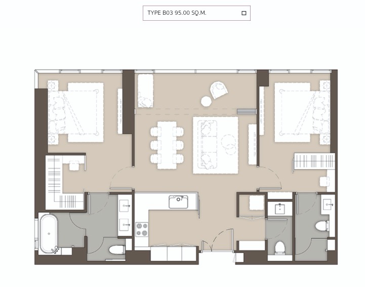 Mulberry Grove Sukhumvit-Ekkamai-floor plan type B03 95sqm