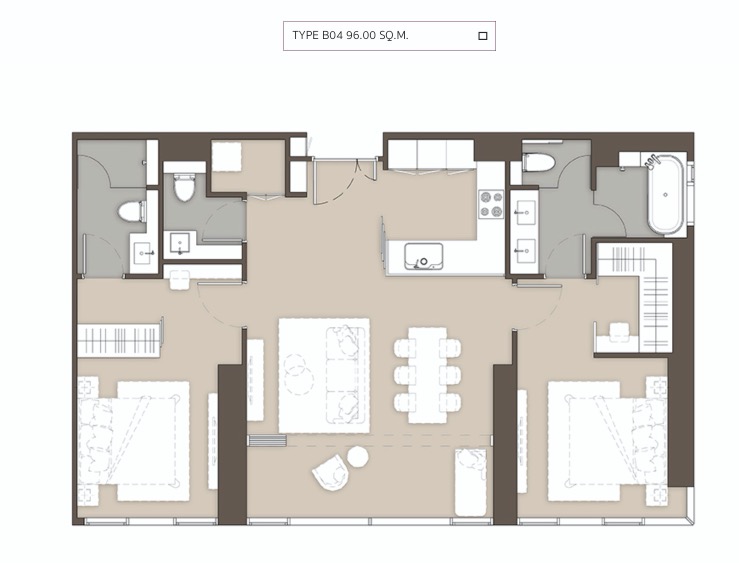 Mulberry Grove Sukhumvit-Ekkamai-floor plan type B04 96sqm