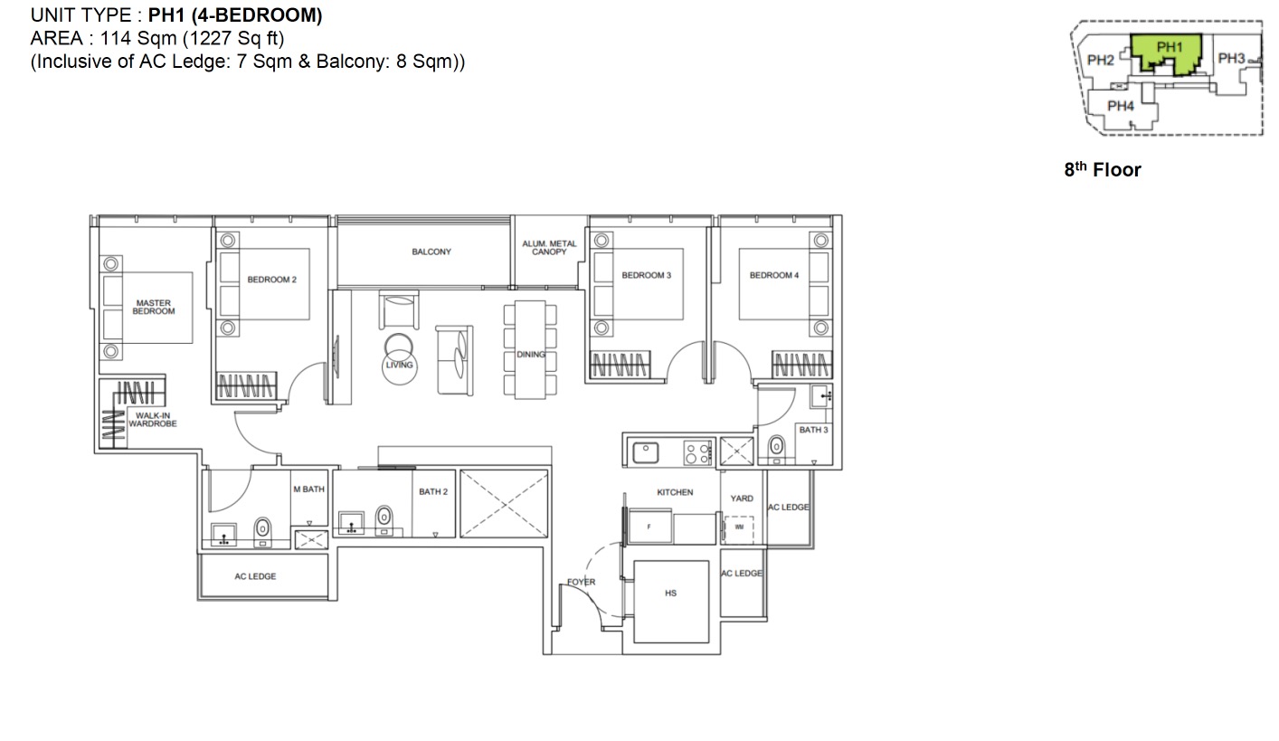 Zyanya Geylang floor plan 4BR PH1