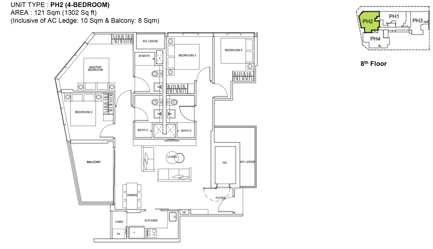 Zyanya Geylang floor plan 4BR PH2