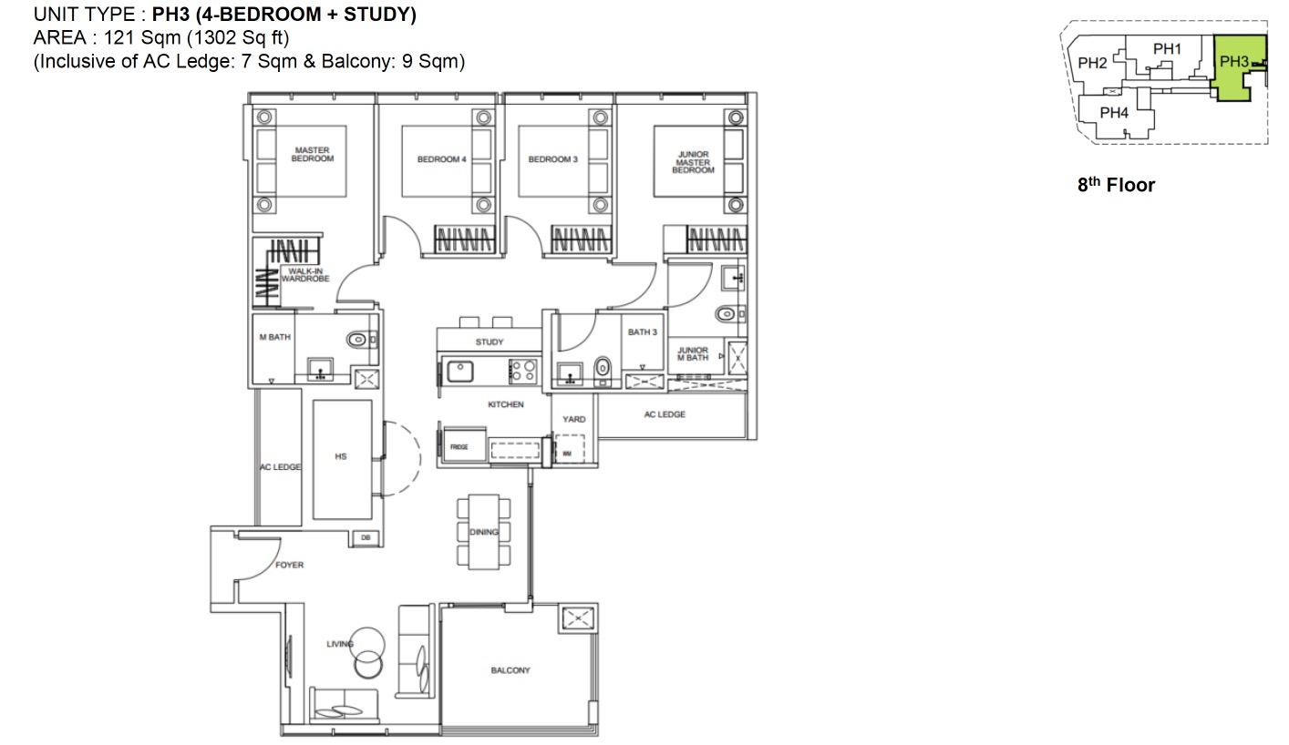 Zyanya Geylang floor plan 4BR PH3