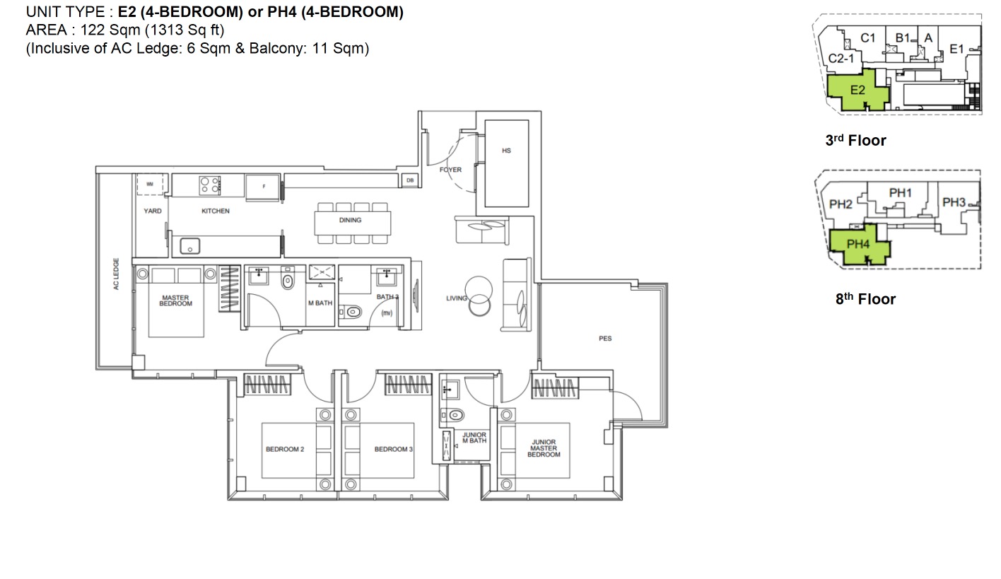 Zyanya Geylang floor plan 4BR PH4