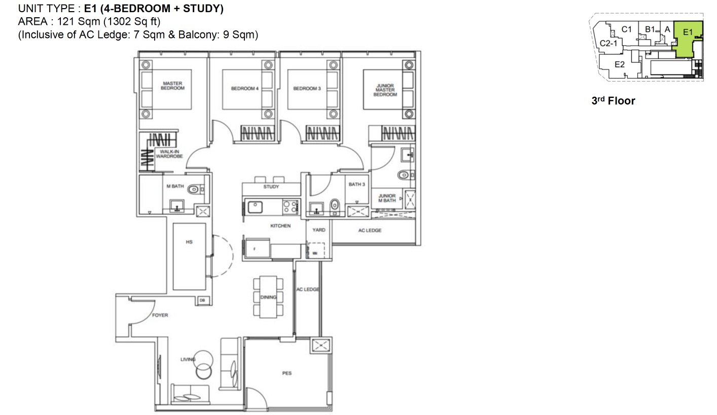 Zyanya Geylang floor plan 4BR +S E1