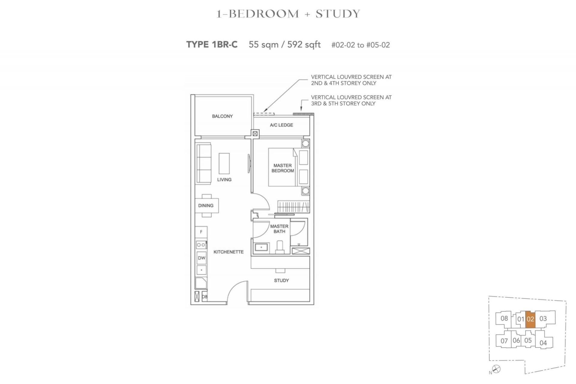 jervois-treasures-floor plan 1BR+S C