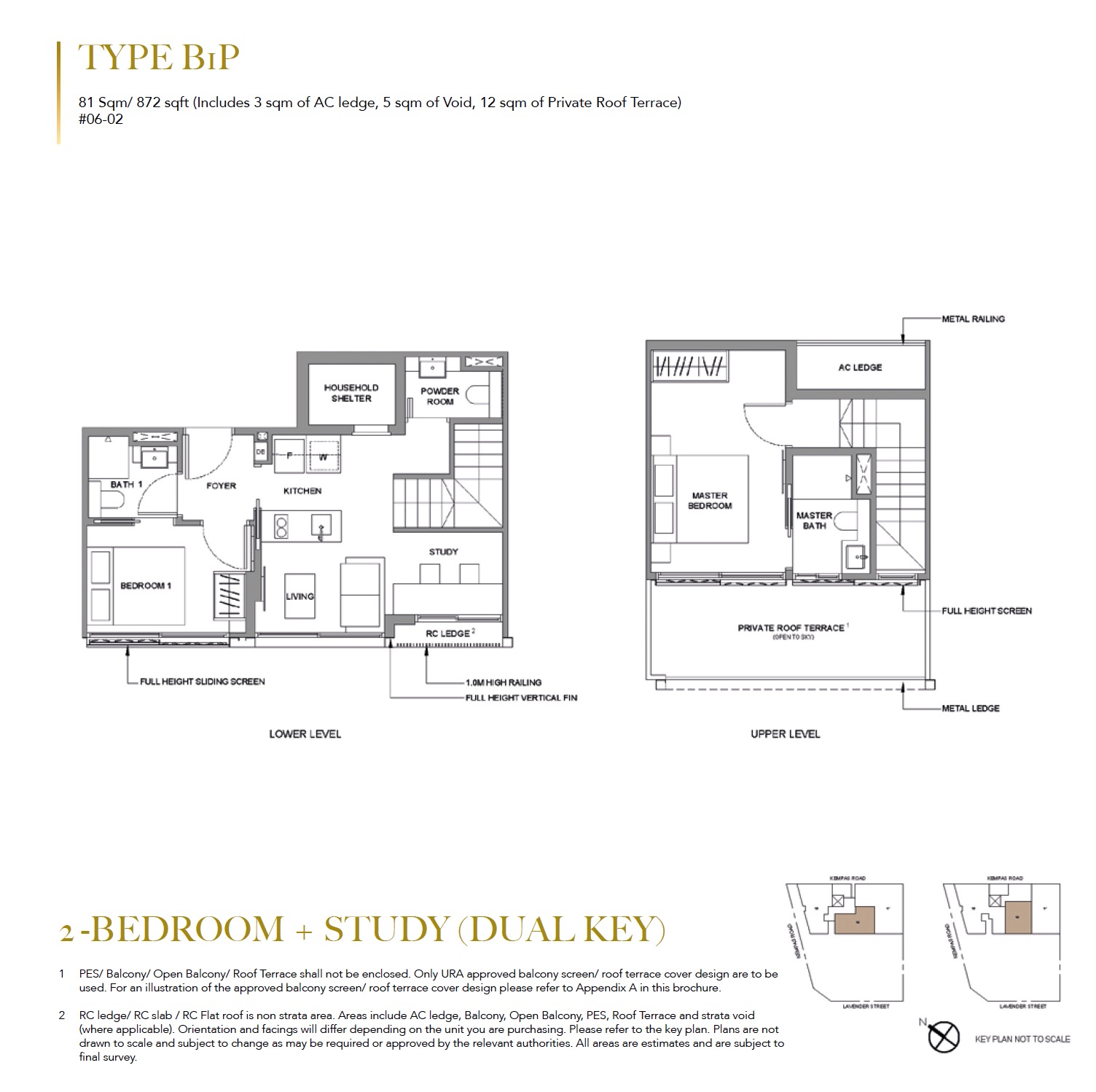 2BR+S Dual Keys Type B2B 872sf