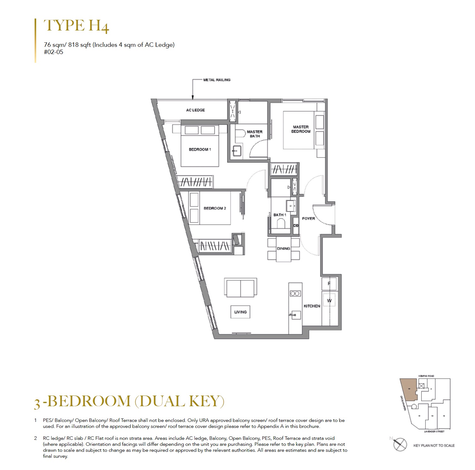 3BR Dual Key Type H4 818sf