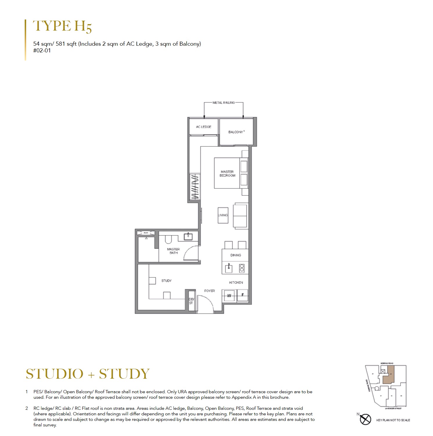 Studio +Study Type H5 581sf