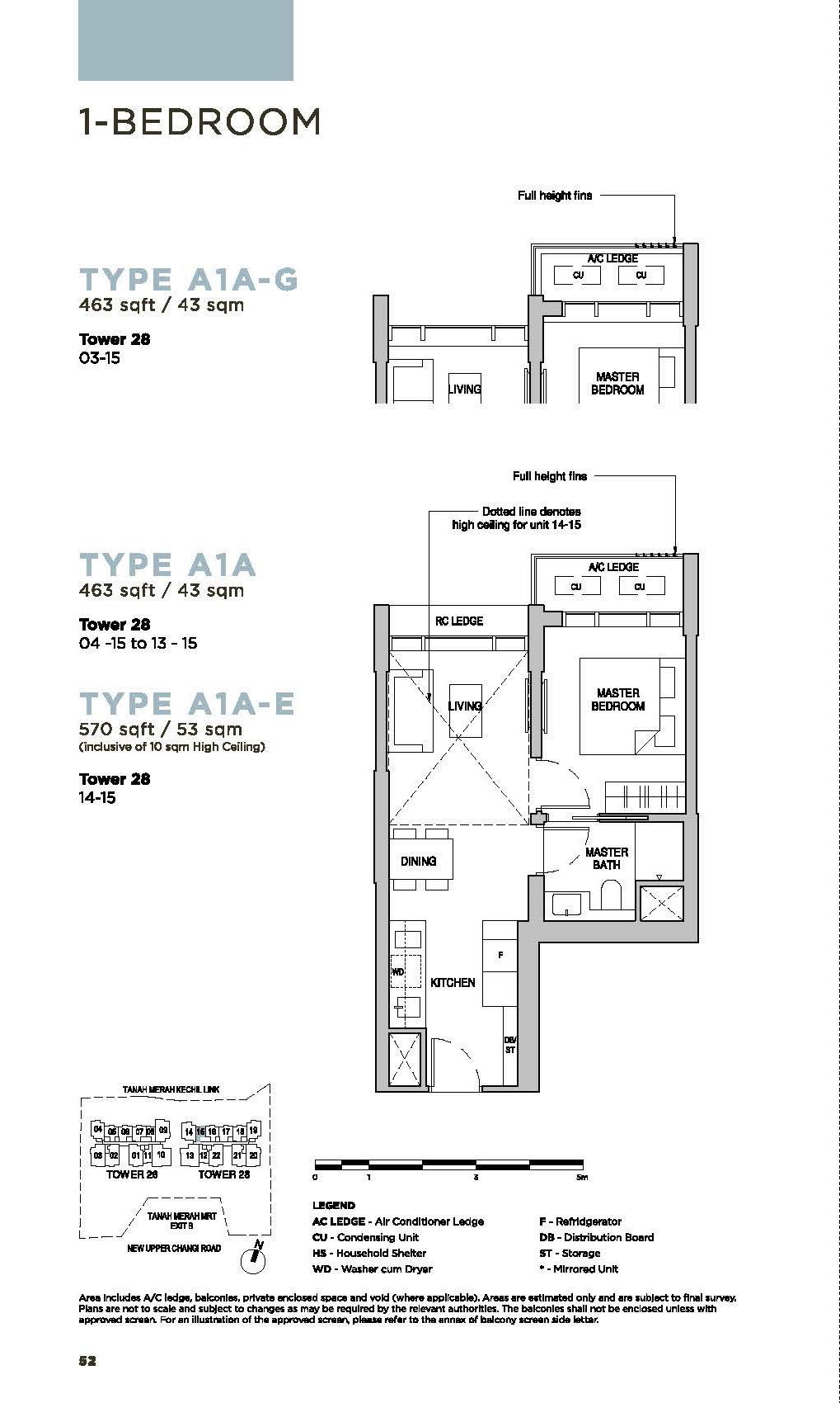 Sceneca-Residence-Floor-Plan-1-Bedroom-Type-A1A463sf