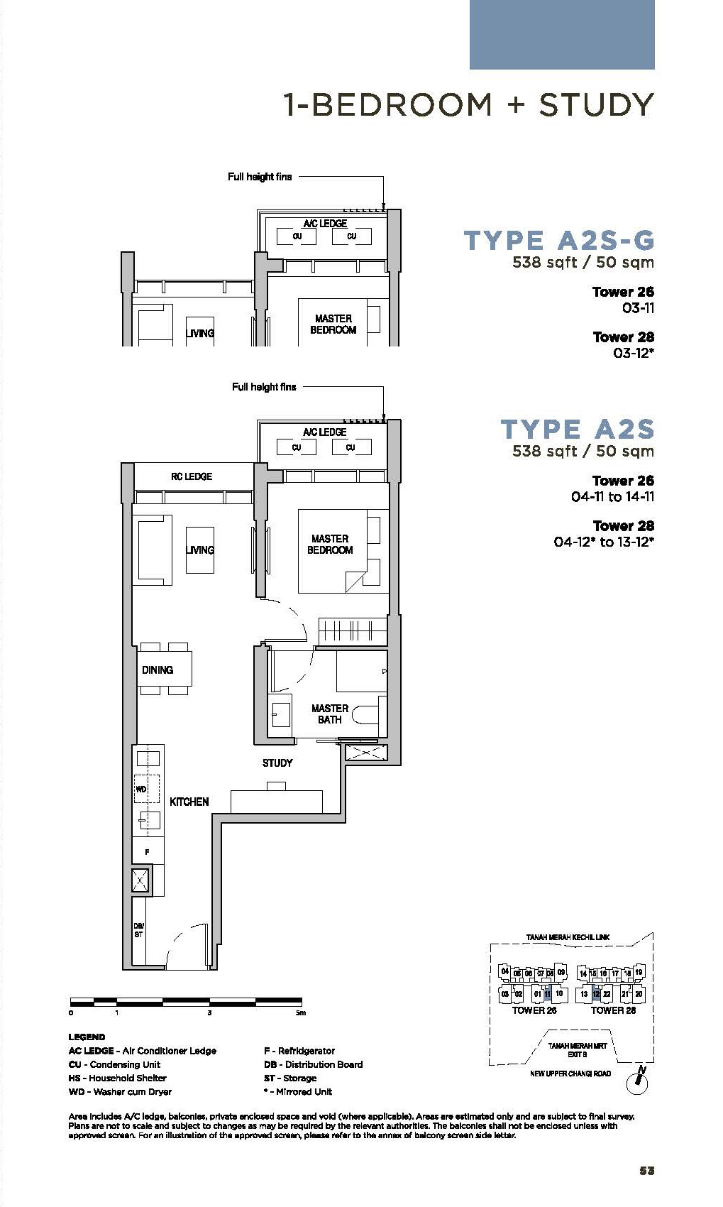 Sceneca-Residence-Floor-Plan-1-BedroomStudy-Type-A2S538sf