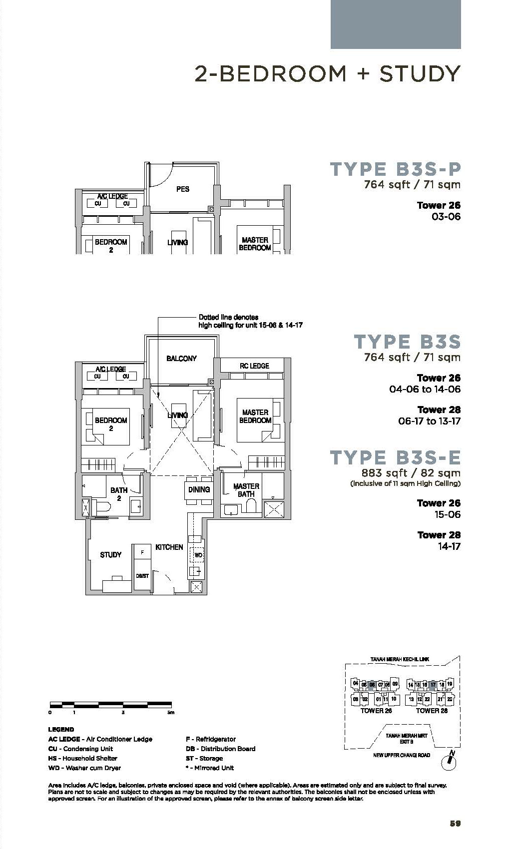 Sceneca-Residence-Floor-Plan-2-BedroomStudy-Type-B3S764sf