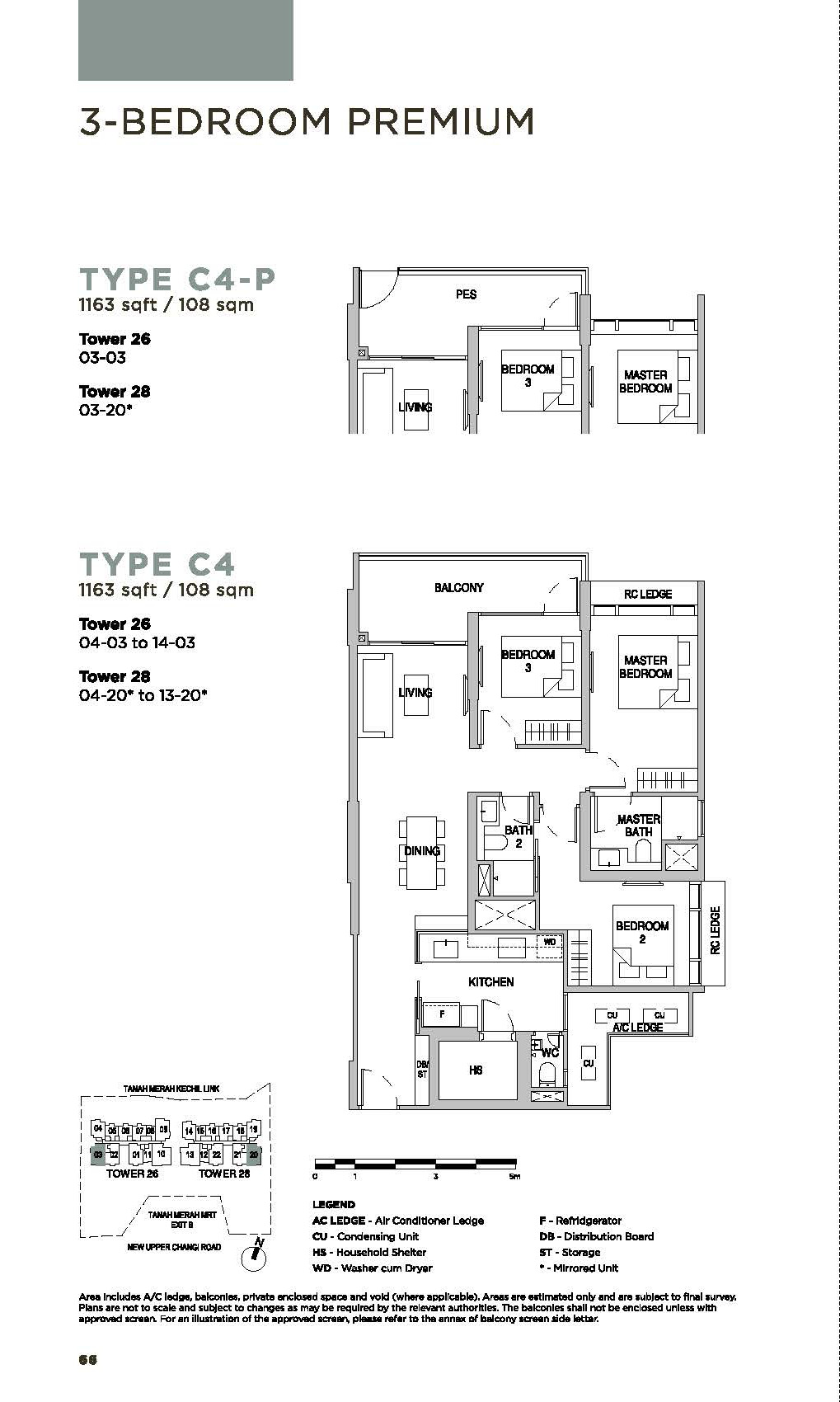 Sceneca-Residence-Floor-Plan-3-Bedroom-Premium-Type-C41163sf