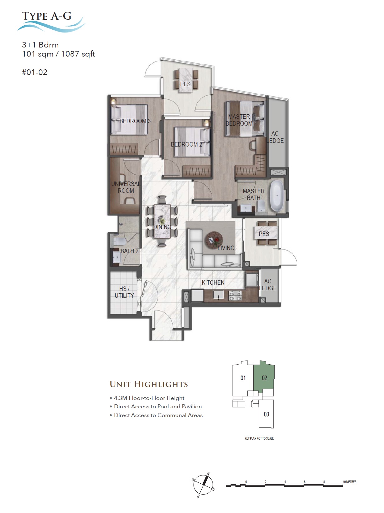 K Suites Telok Kurau - Floor Plan 3+1BR Type A-G