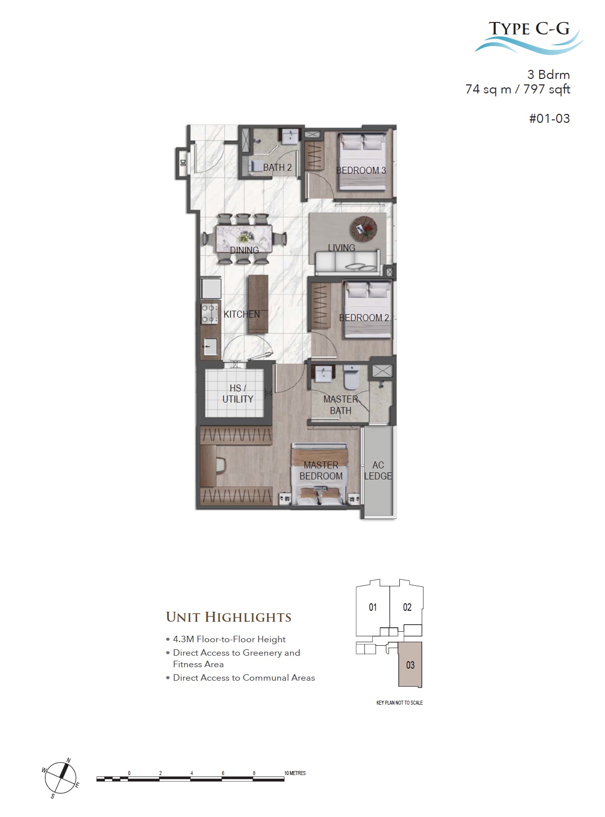 K Suites Telok Kurau - Floor Plan 3BR Type C-G