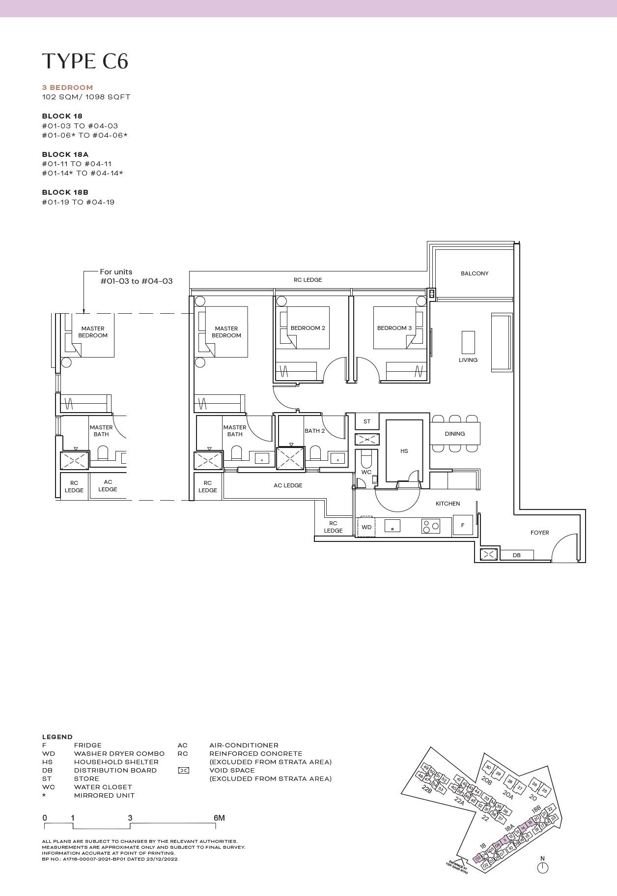 Terra Hill 3BR Type C6 Floor Plan