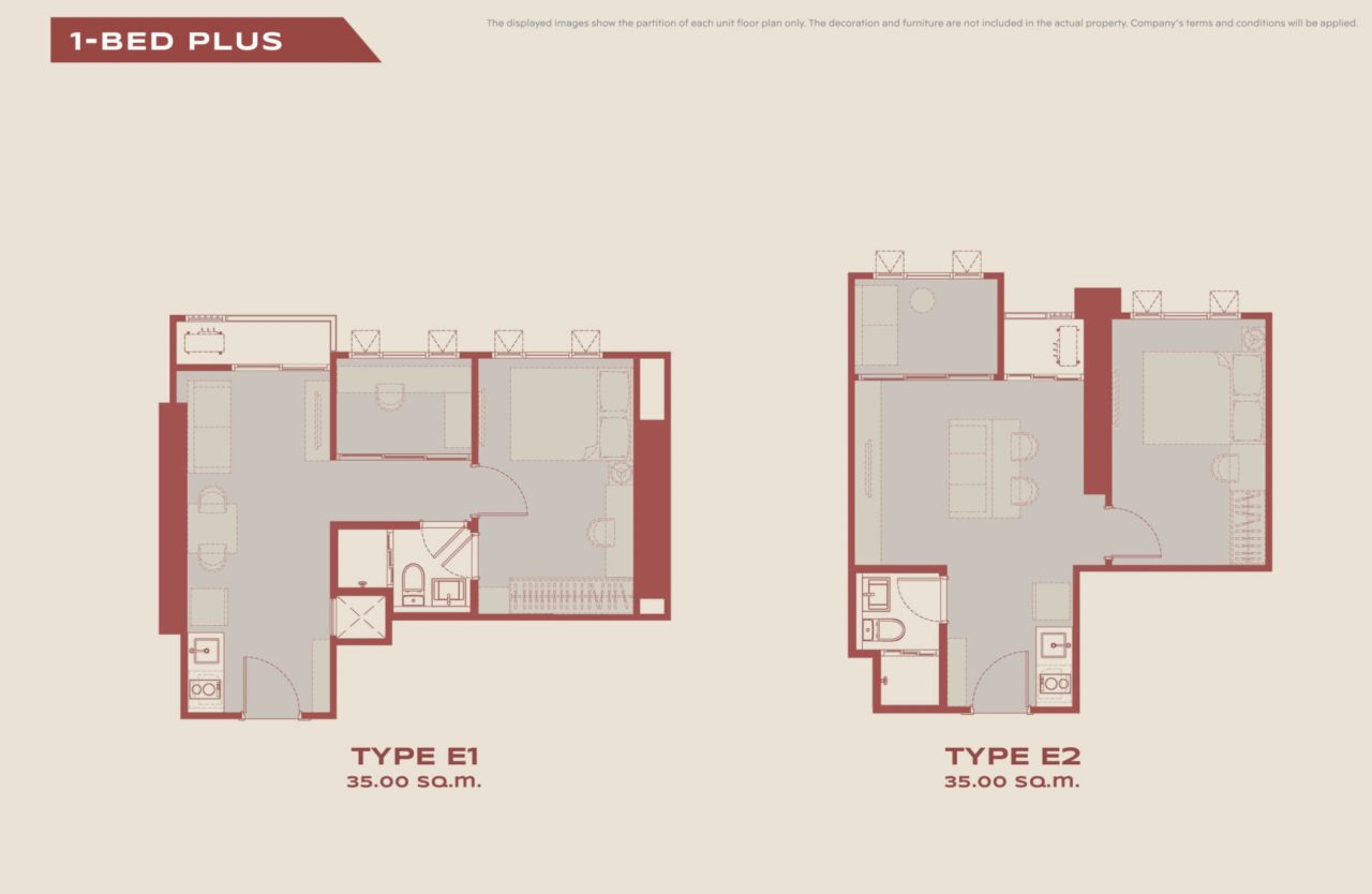 Aspire Sukhumvit Rama 4- Floor Plan 1BR Plus