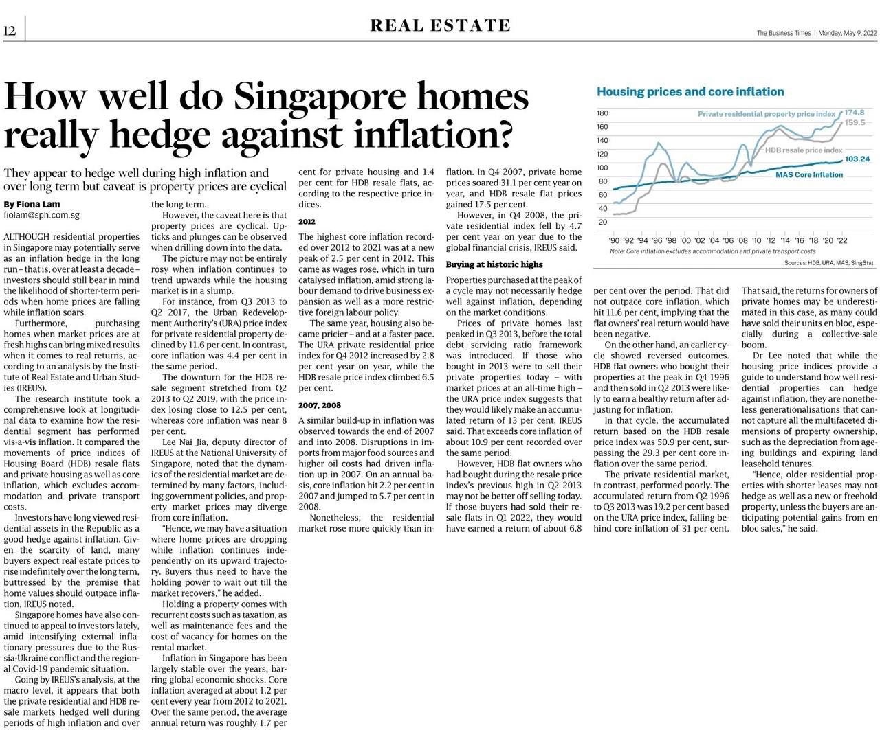 Singapore property market head against inflation