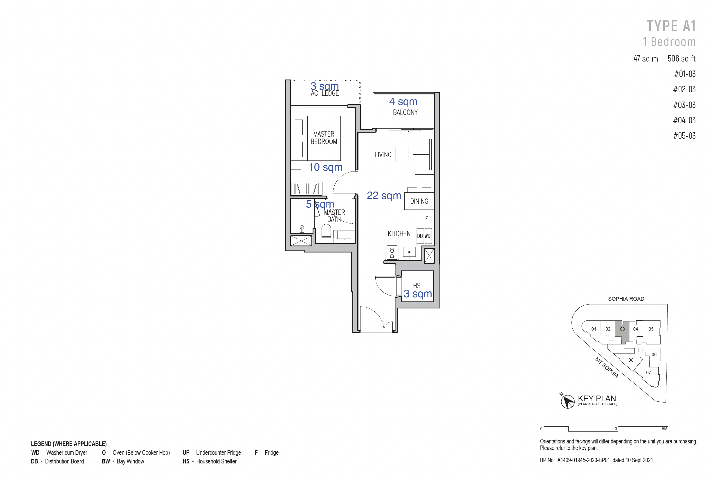 Sophia Regency FloorPlan 1BR Type A1 (mirror)