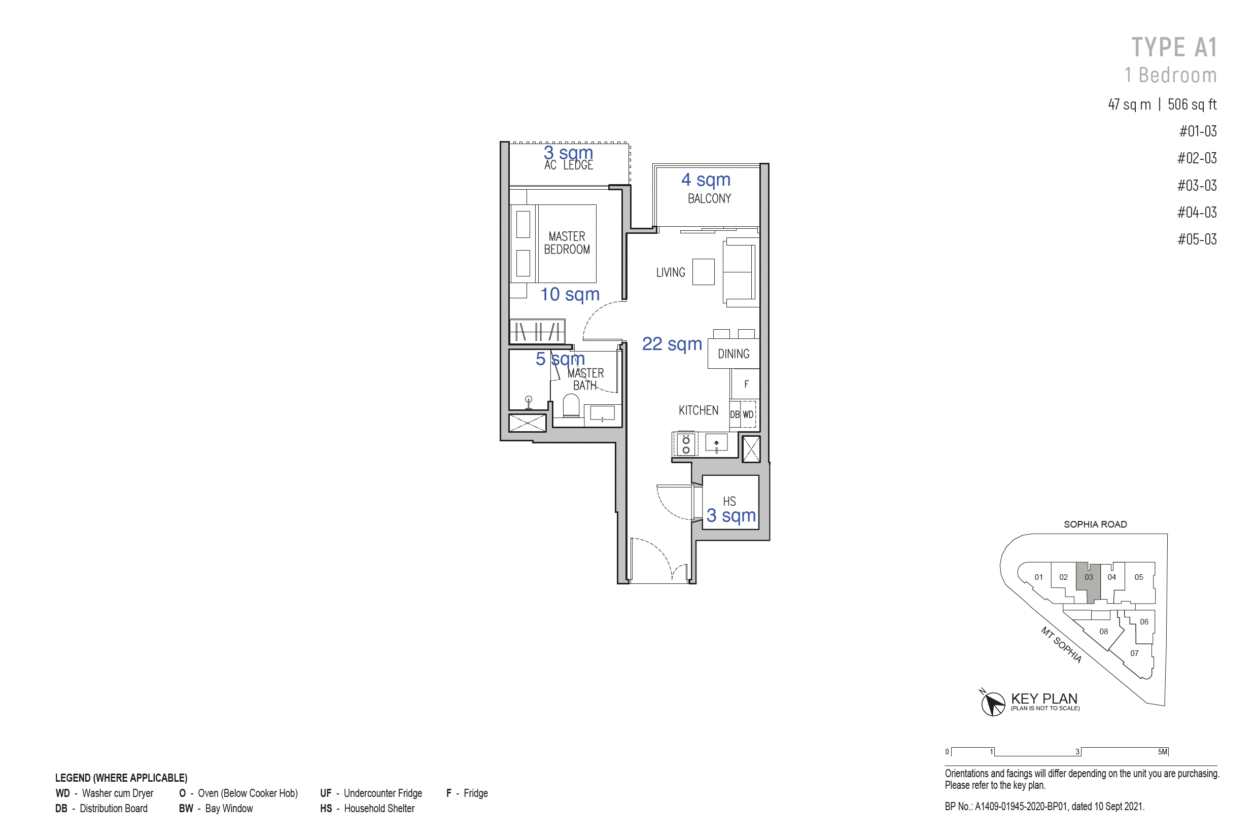 Sophia Regency FloorPlan 1BR Type A1