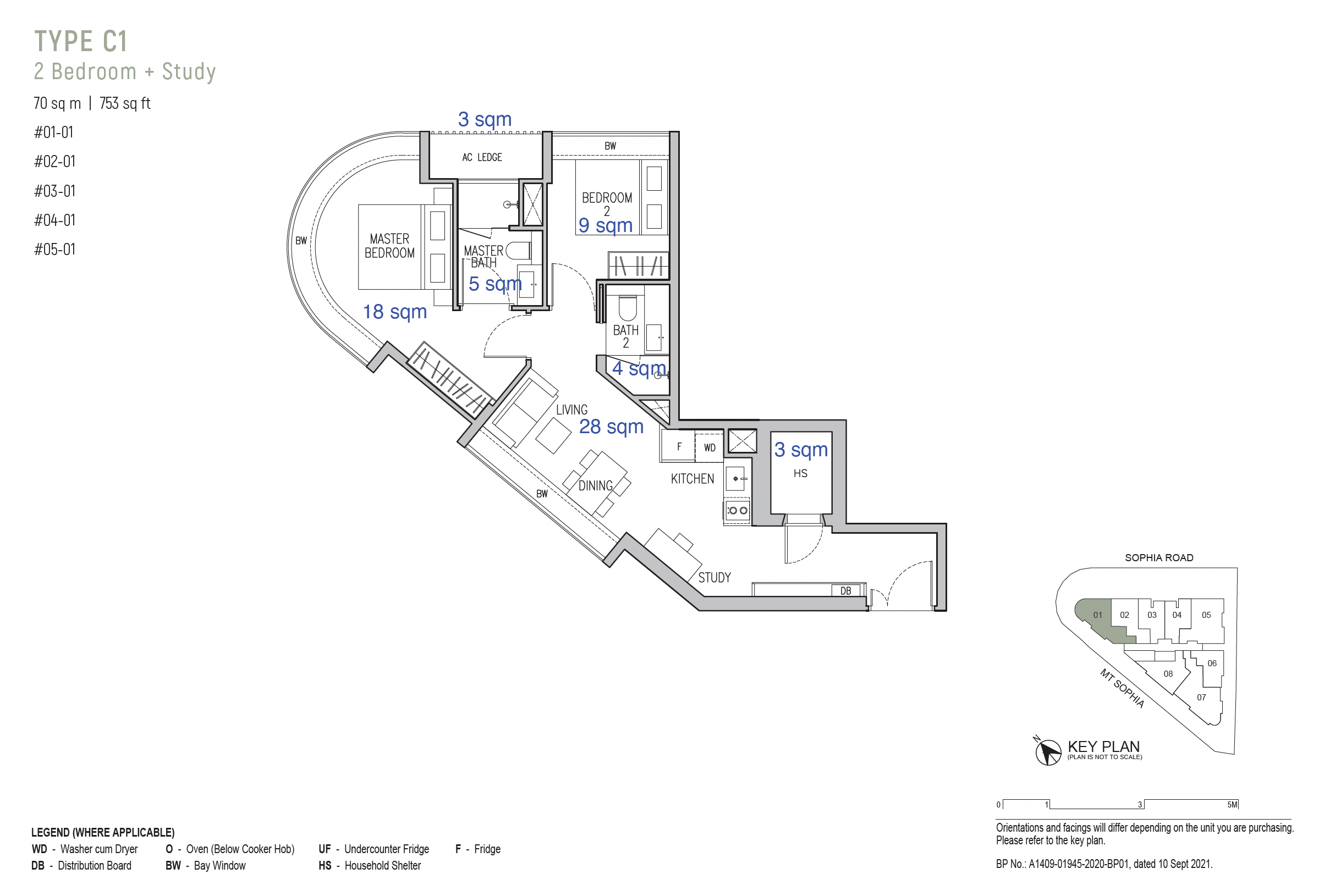 Sophia Regency FloorPlan 2BR+S Type C1