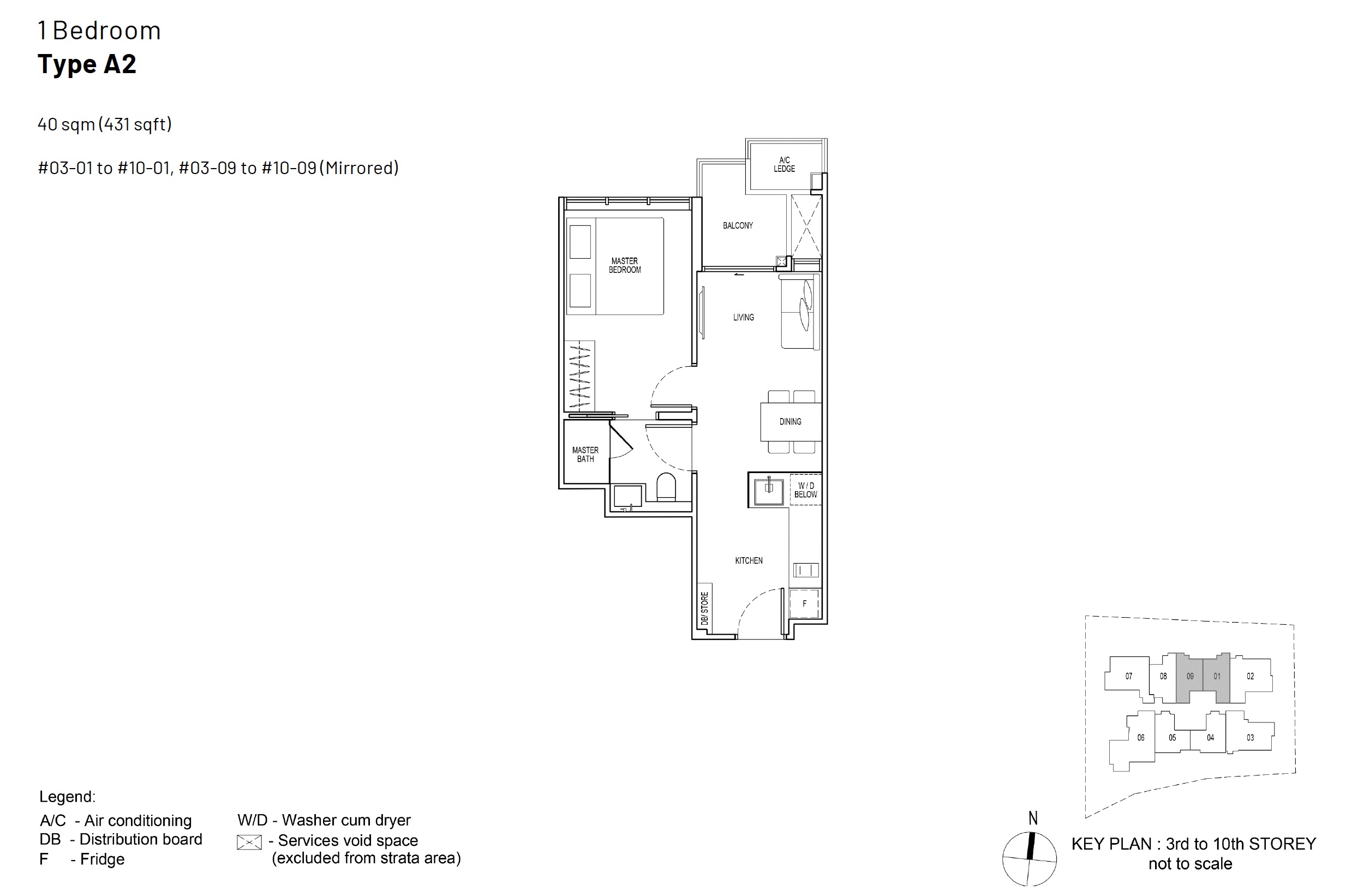 Hill-House-Floor Plan 1BR Type A2 431sqft