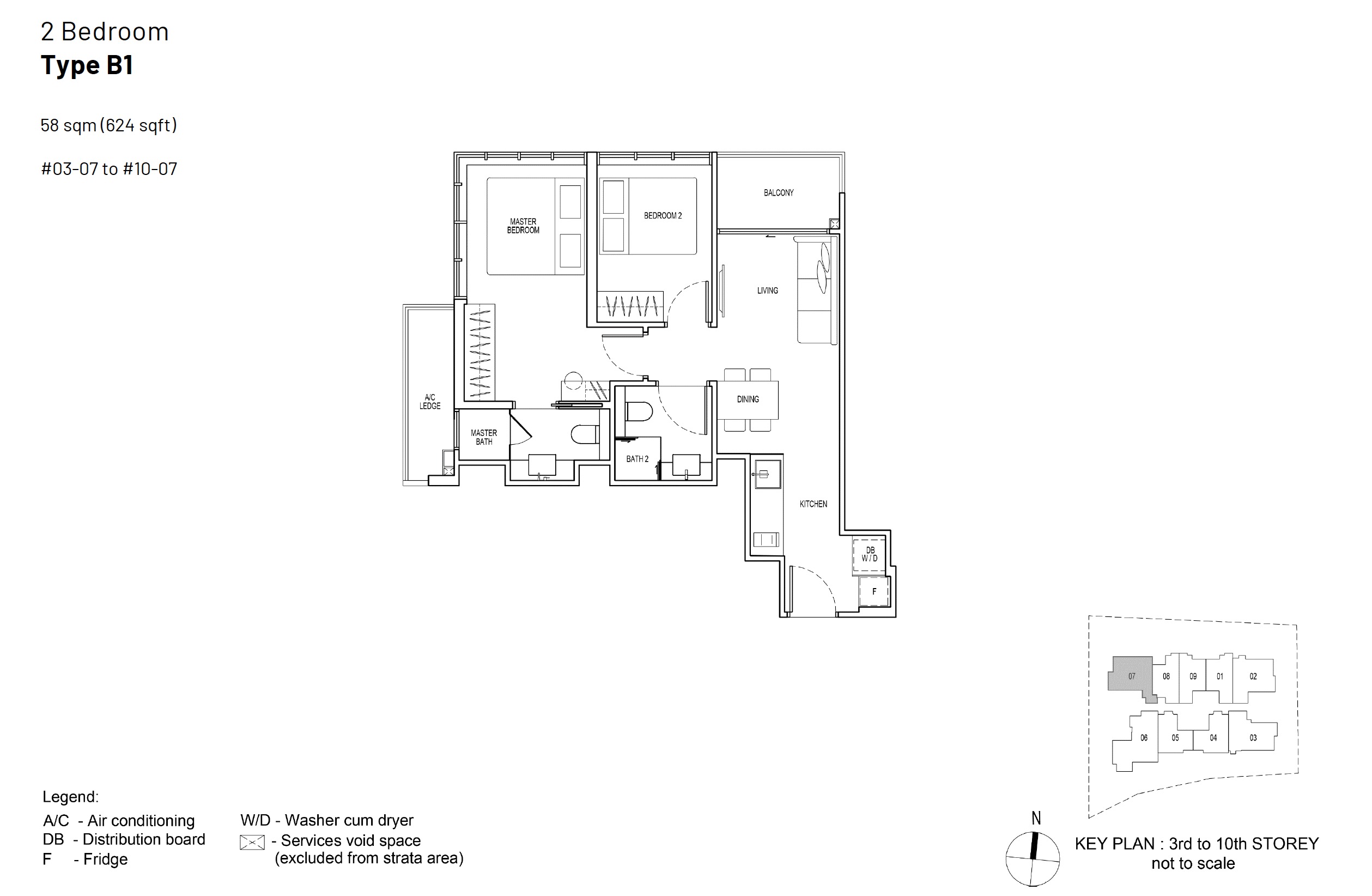 Hill-House-Floor Plan 2BR Type B1 624sqft