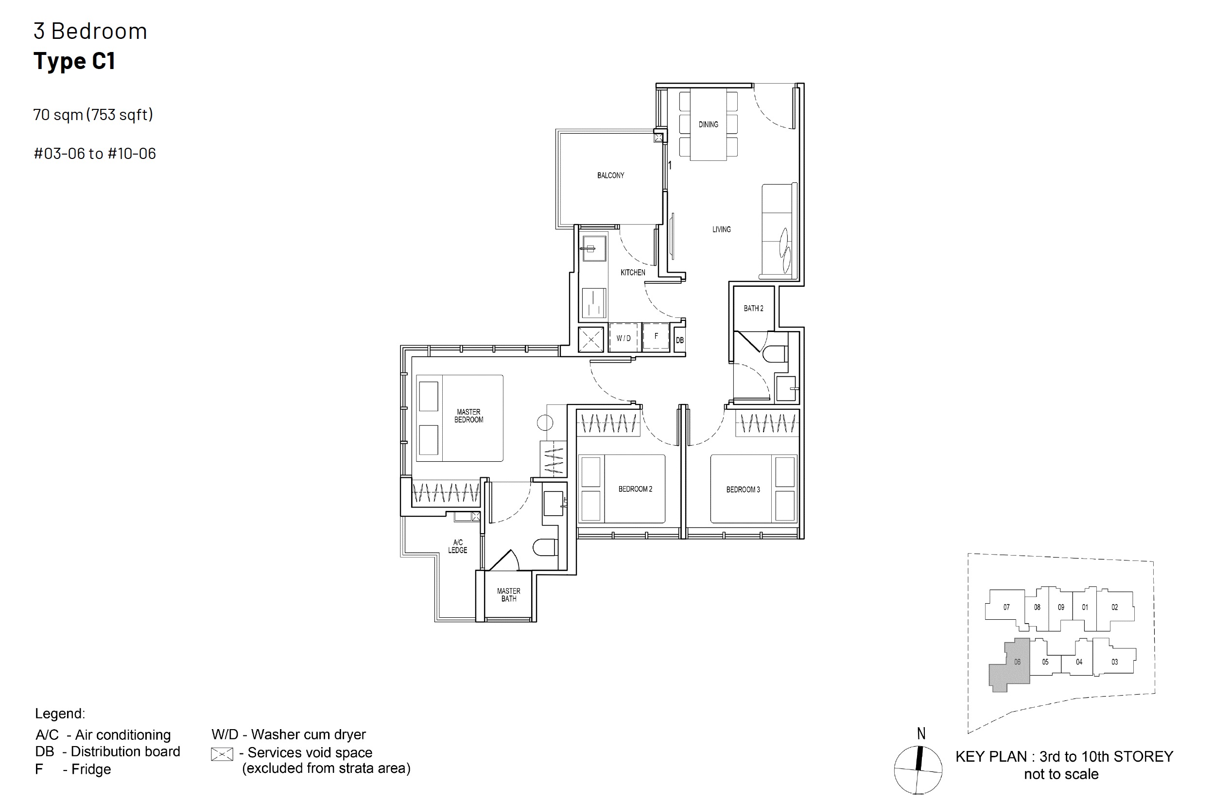 Hill-House-Floor Plan 3BR Type C1 753sqft