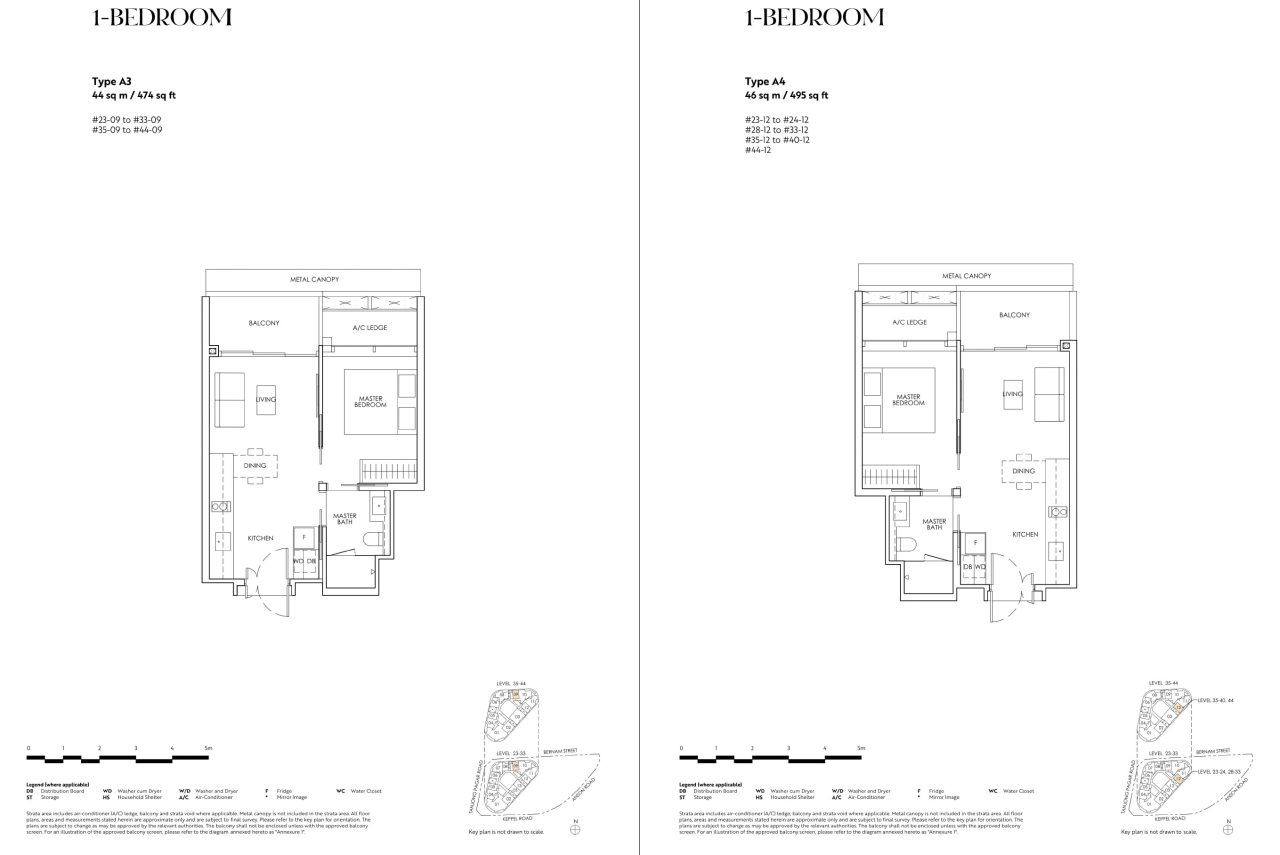 Newport Residences 1BR A3 A4 Floor Plan