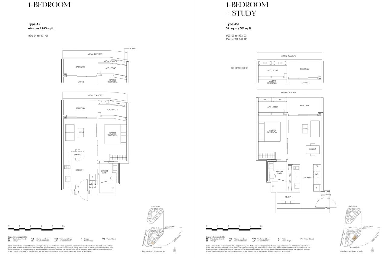 Newport Residences 1BR A5 A6 Floor Plan