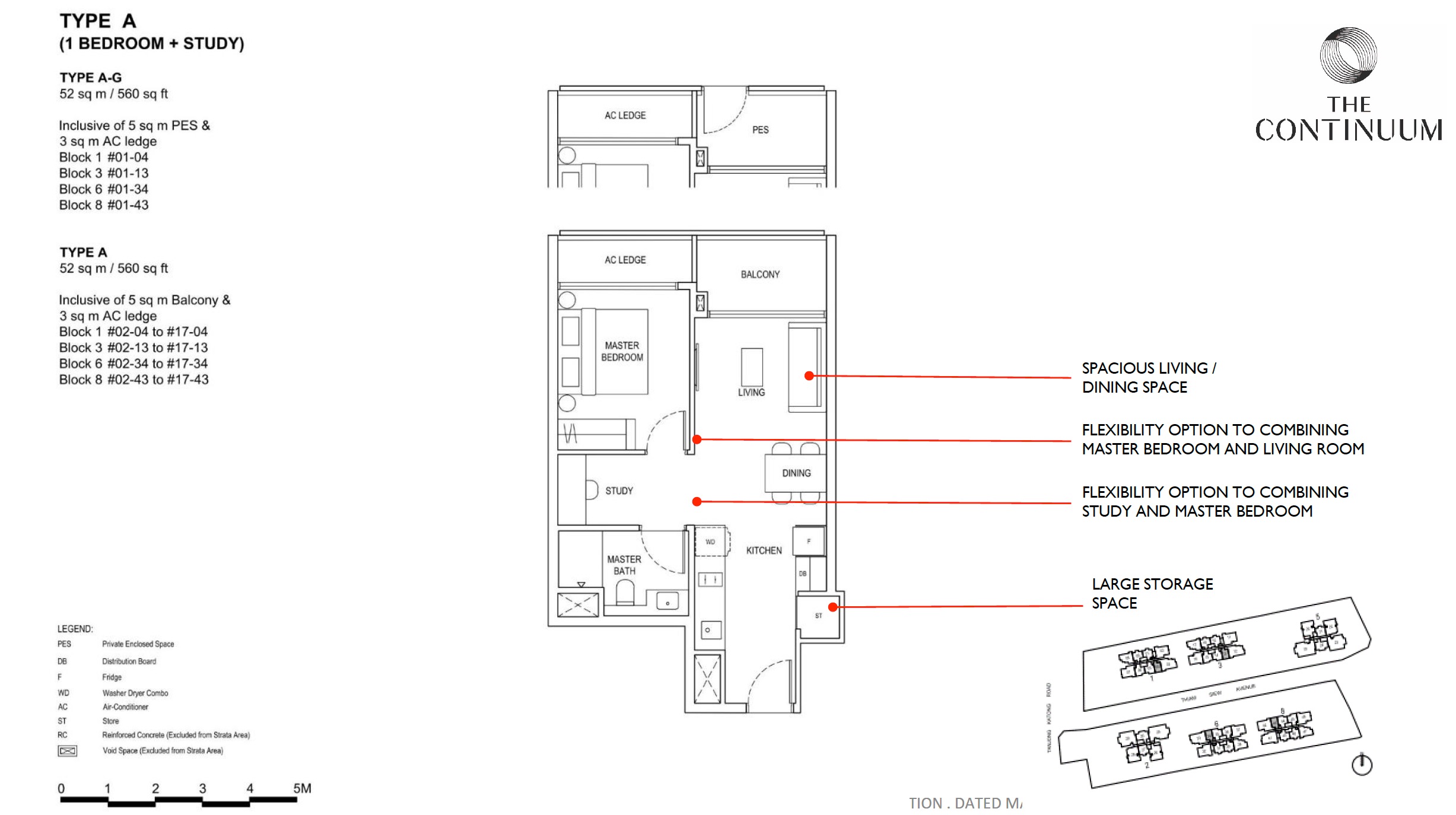 The-Continuum-1BR+S Floor Plan