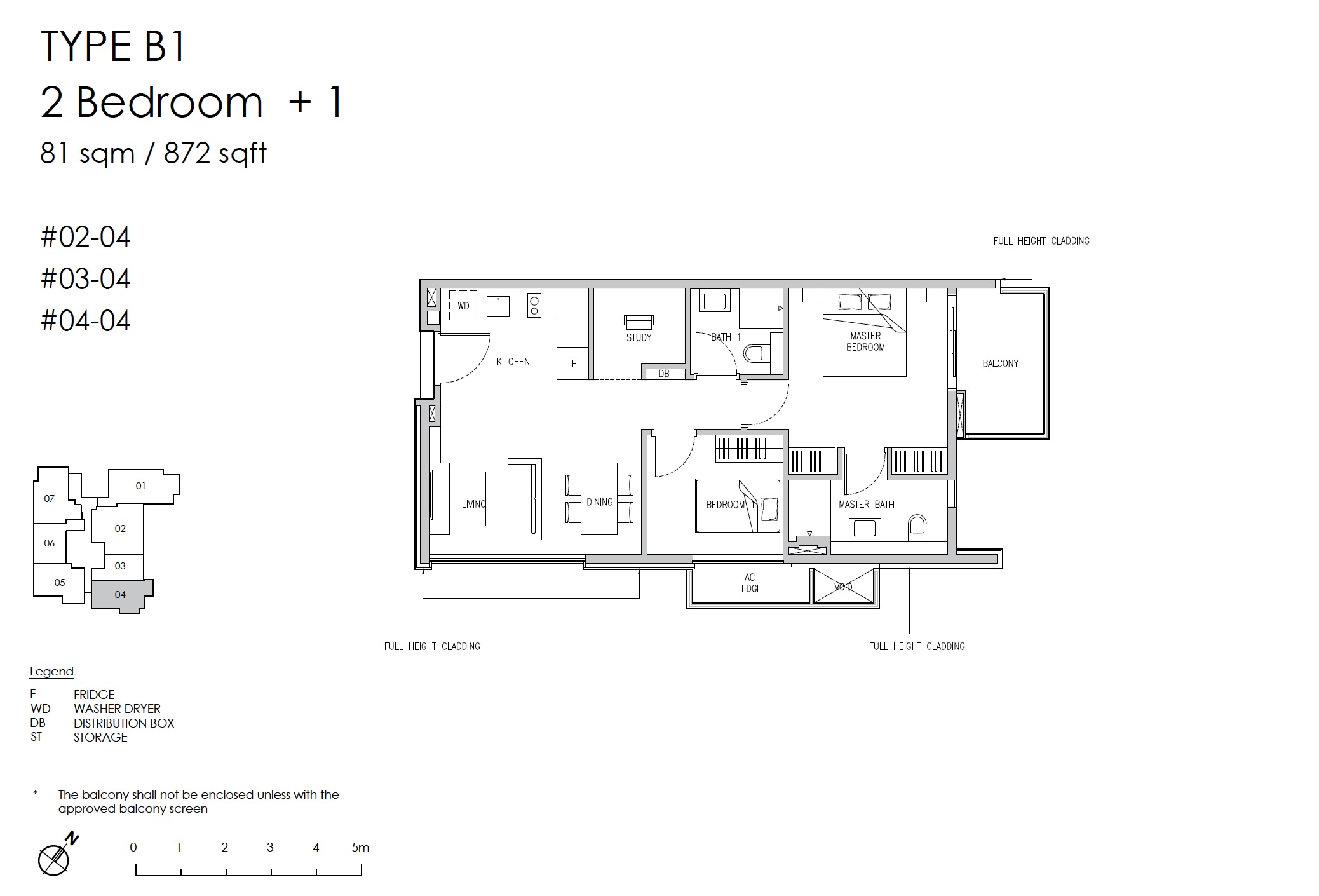 Claydence-Still Road Floor Plan Type B1 2BR+1