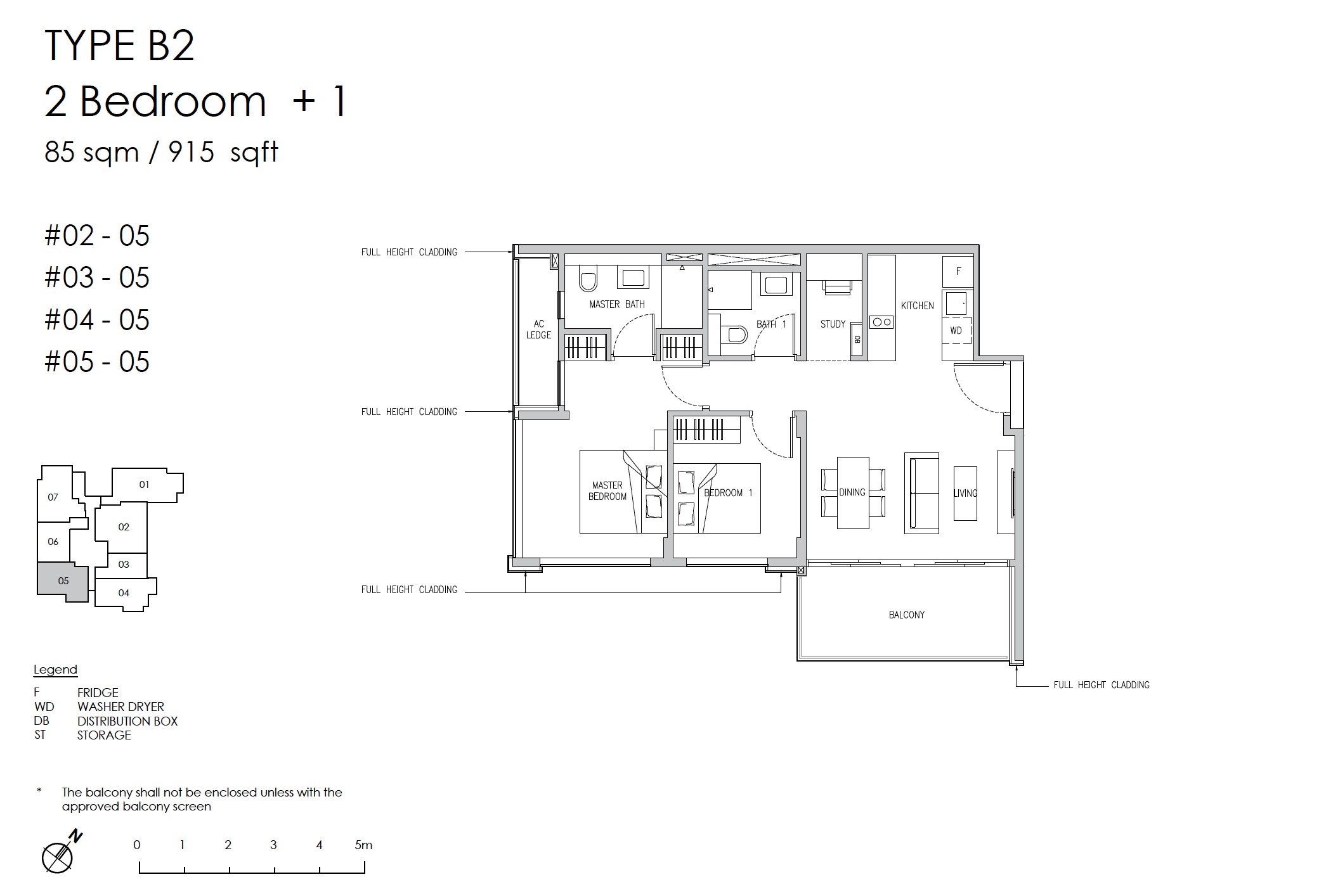 Claydence-Still Road Floor Plan Type B2 2BR+1