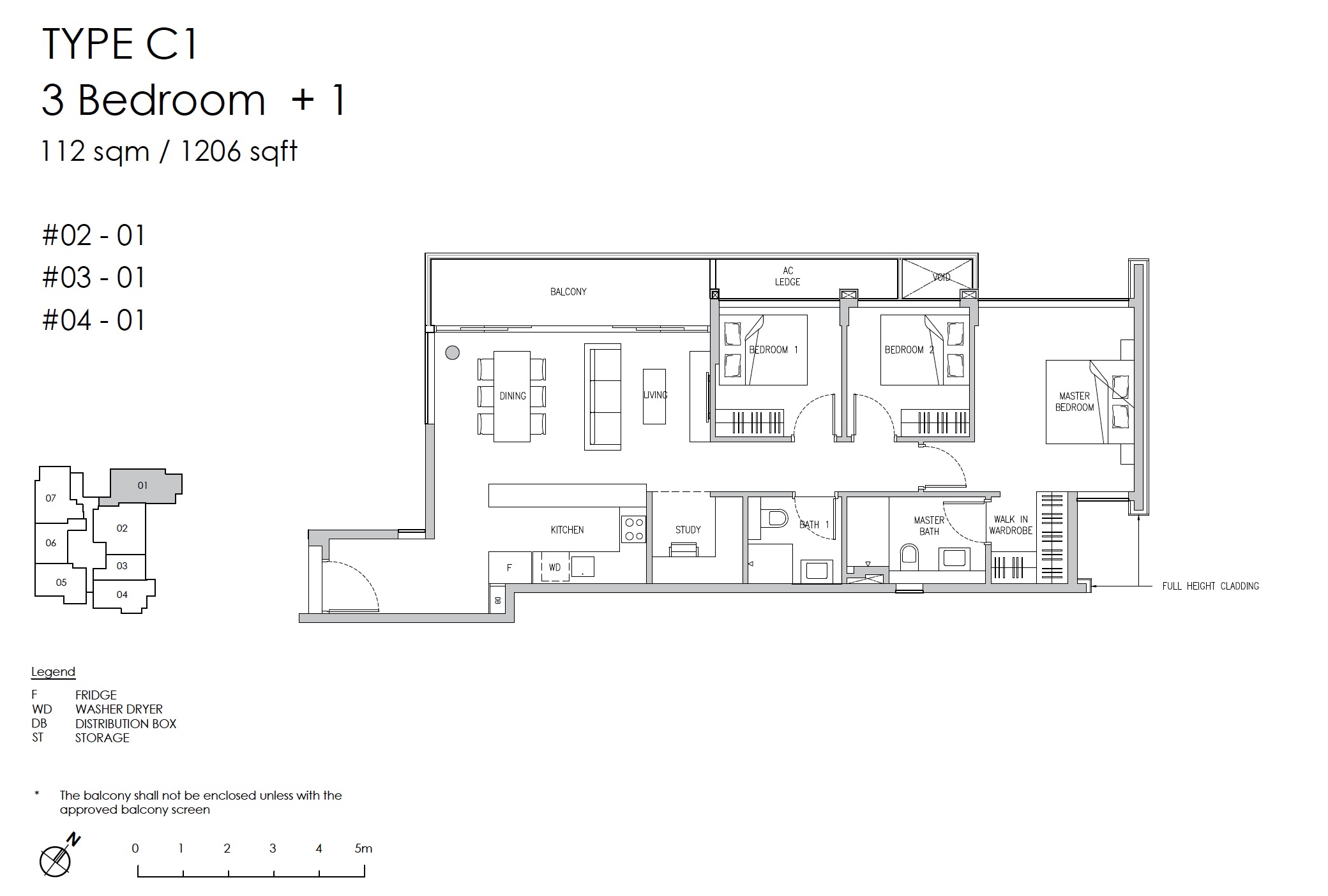 Claydence-Still Road Floor Plan Type C1 3BR+1