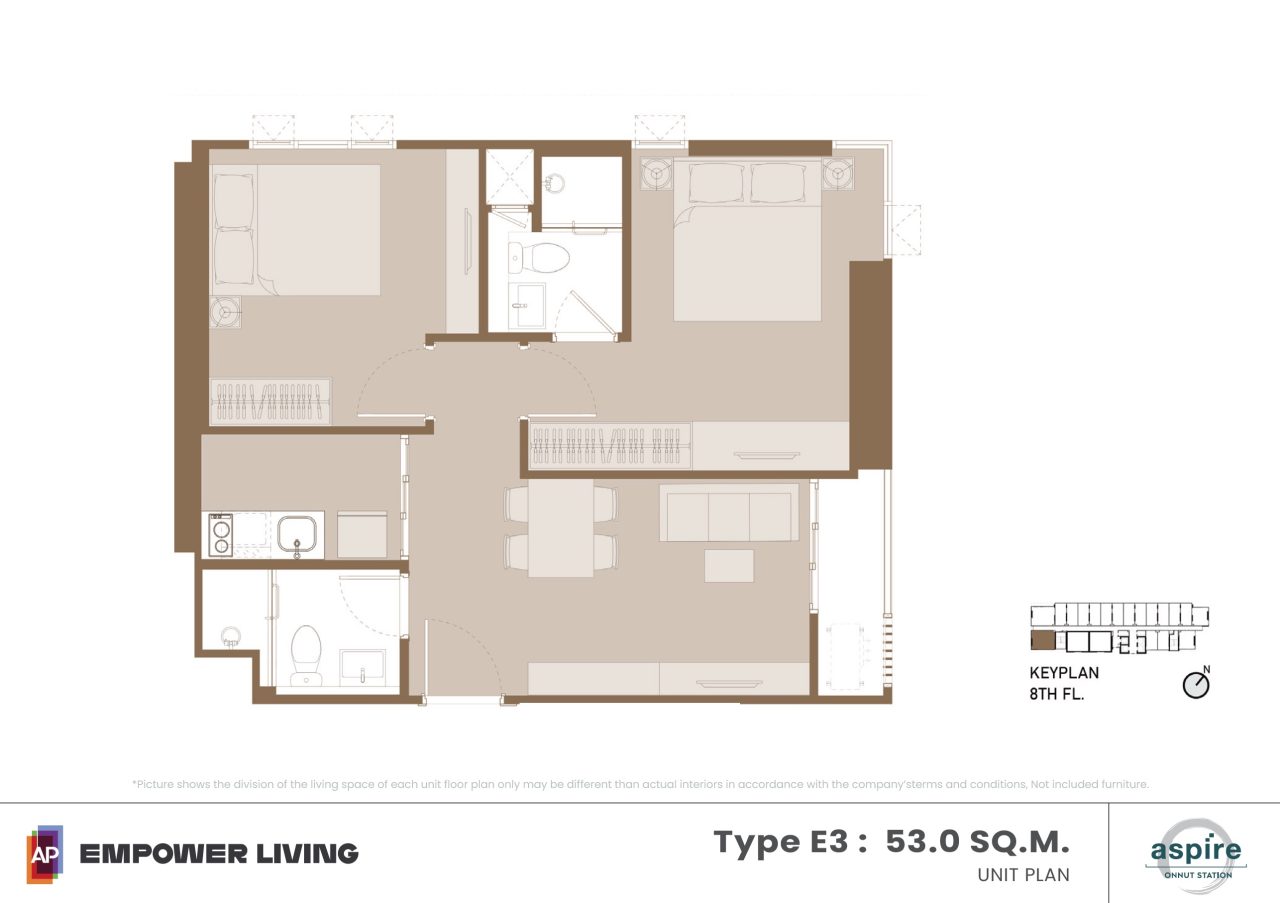 Aspire-Onnut-Station-floor plan E3 53.0sqm