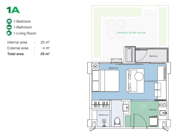 Skypark Aurora FloorPlan 29sqm 1BR1Bath