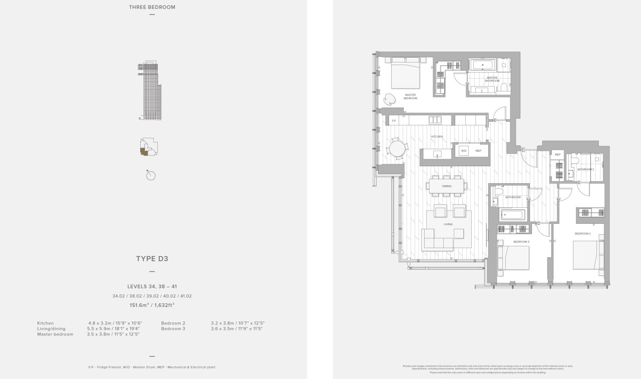 Sky Residences 3BR-55 Floor Plan