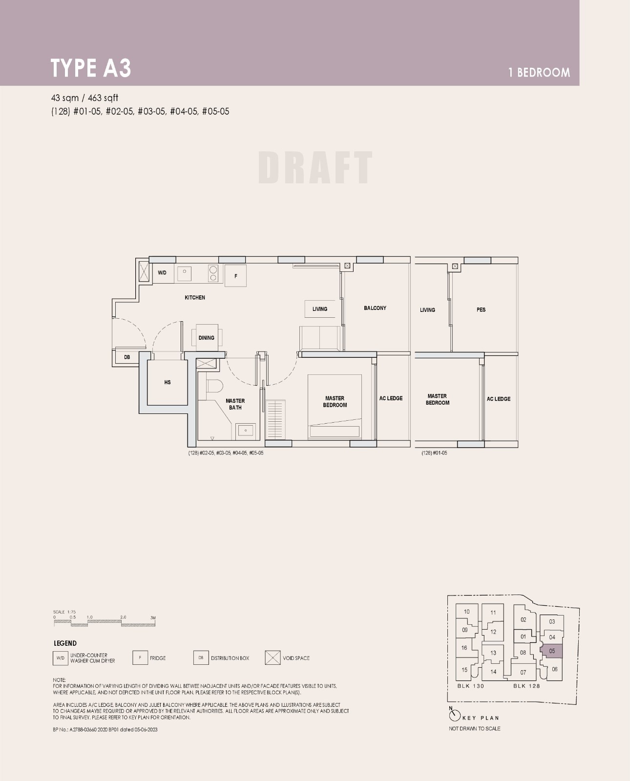 Orchard Sophia 1BR Type A3 Floor Plan