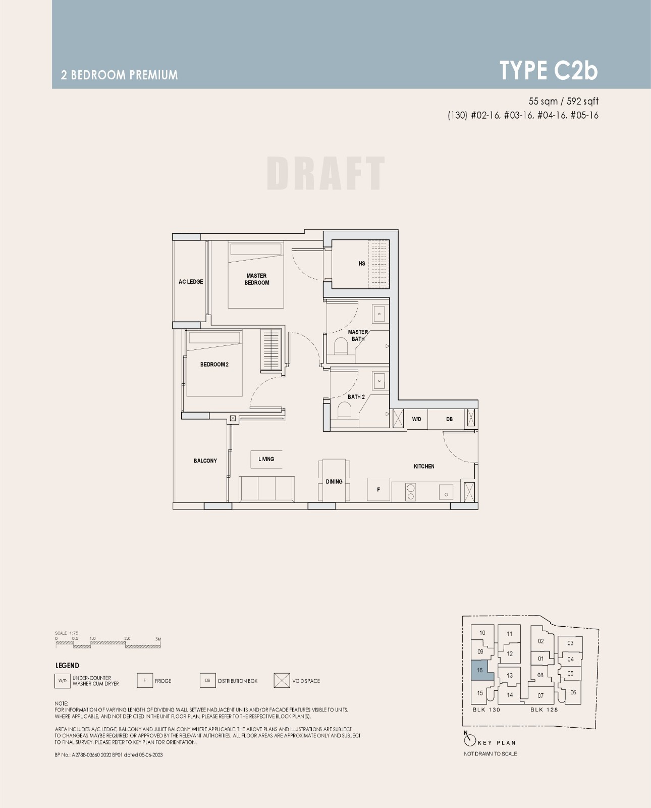 Orchard Sophia 2BR Premium Type C2b Floor Plan