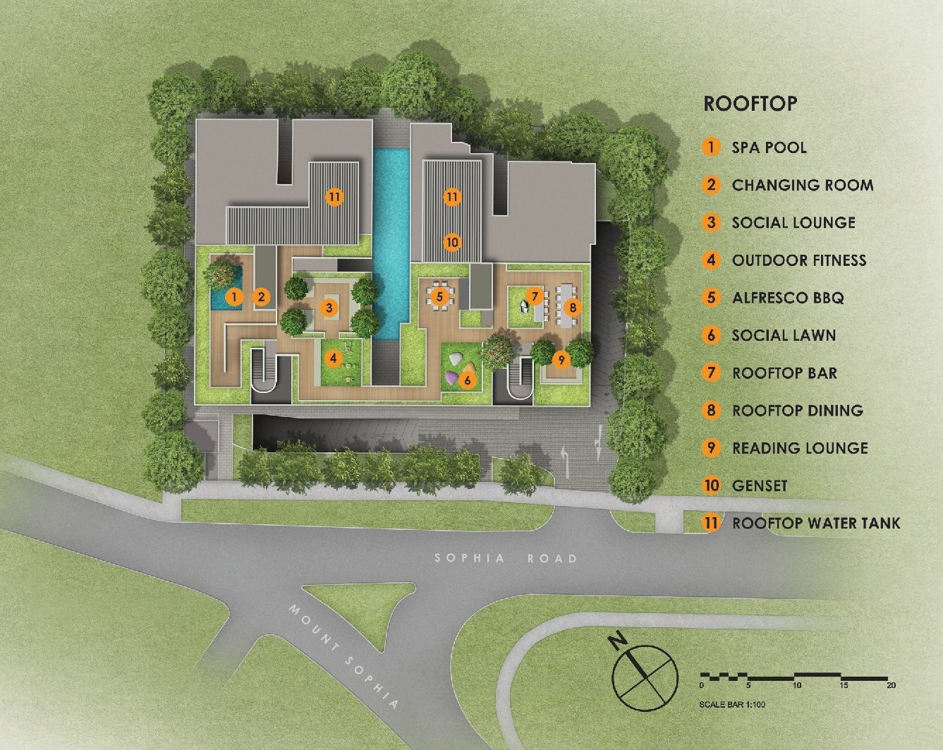 Orchard Sophia Site Plan - Roof Top Facilities