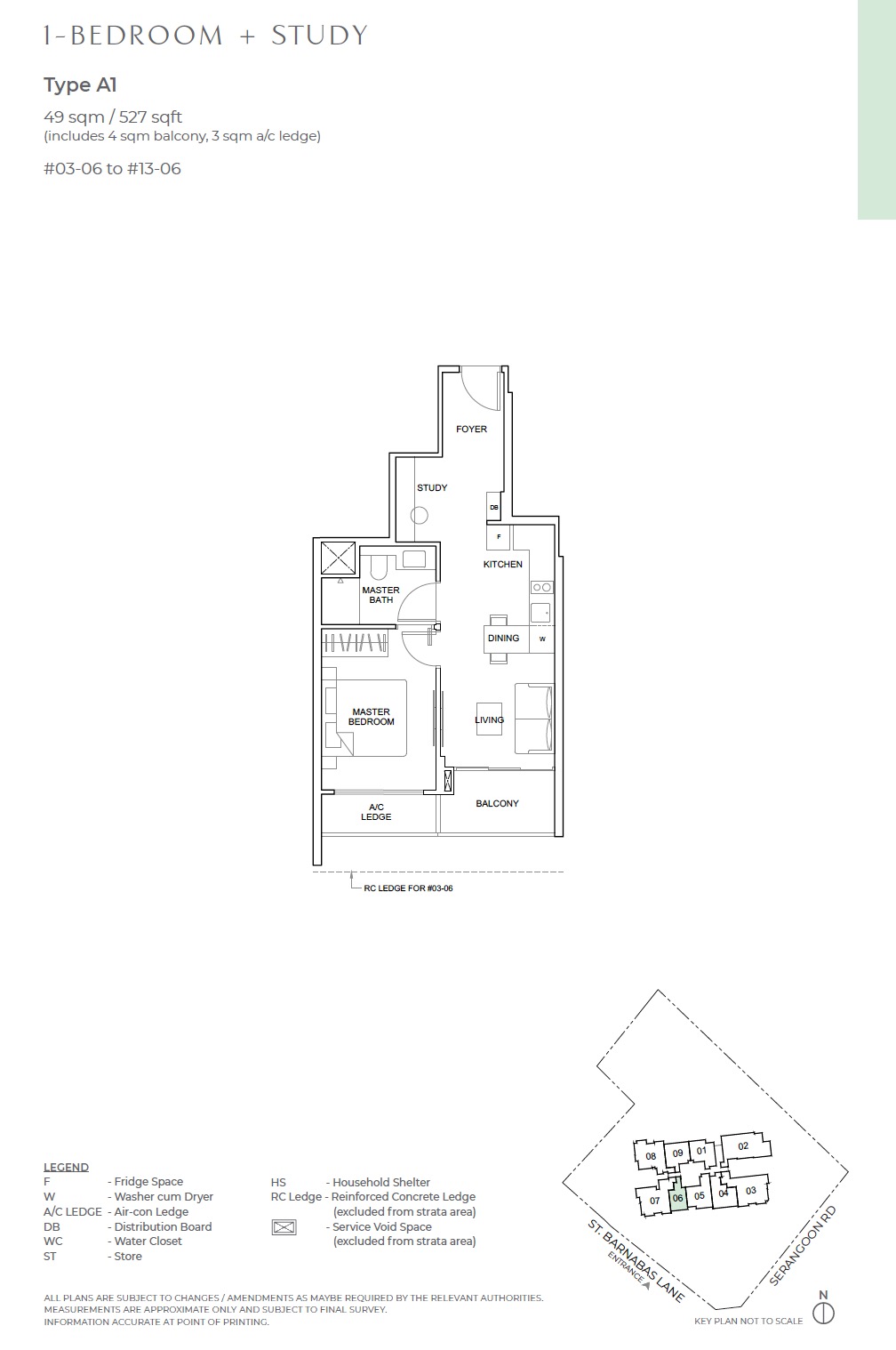 The Arcady Floor Plan - 1BR+S 527sf