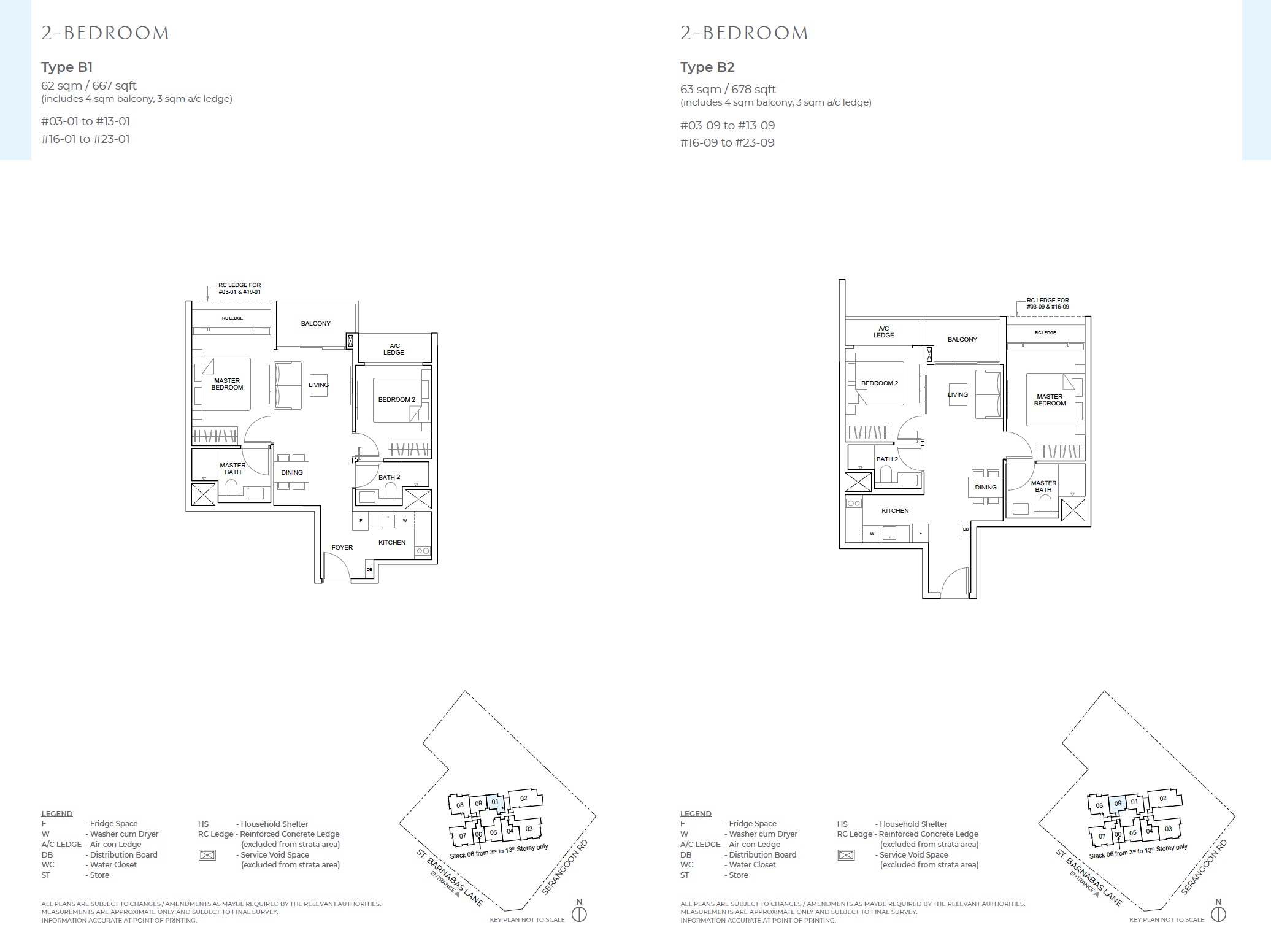 The Arcady Floor Plan - 2BR Type B1 & B2